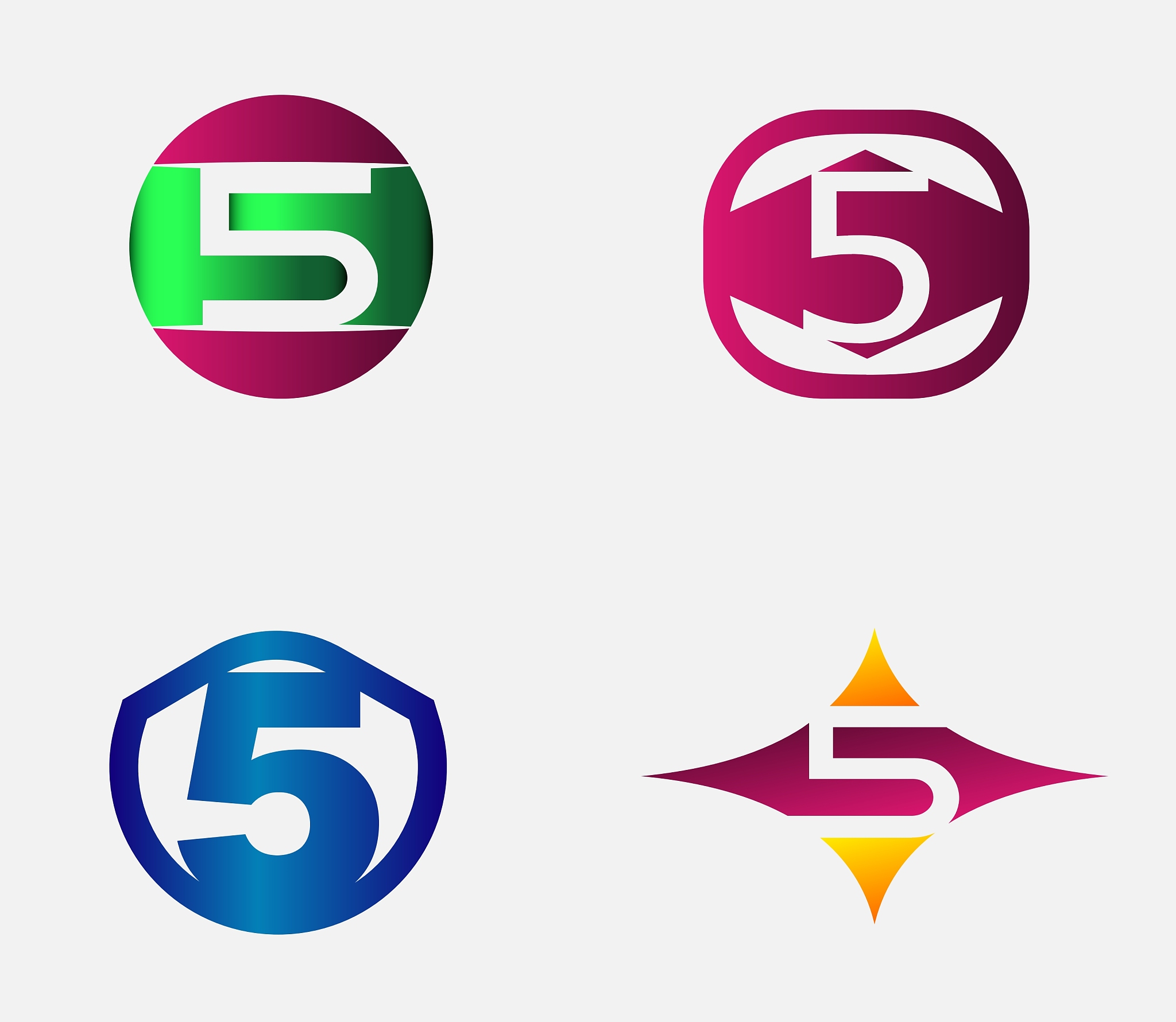 number five logo template abstract icon