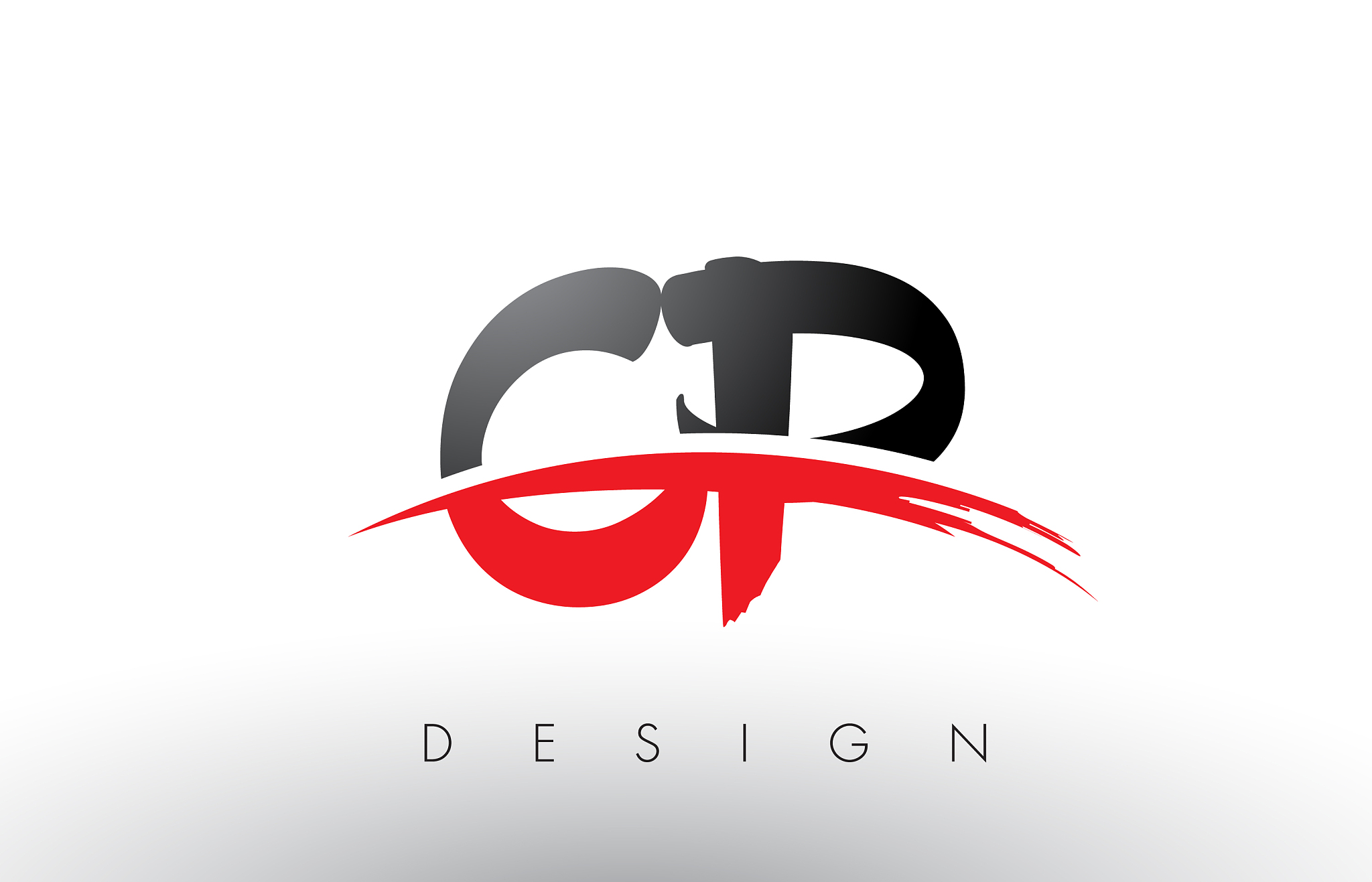 cp c p brush logo letters with red and black