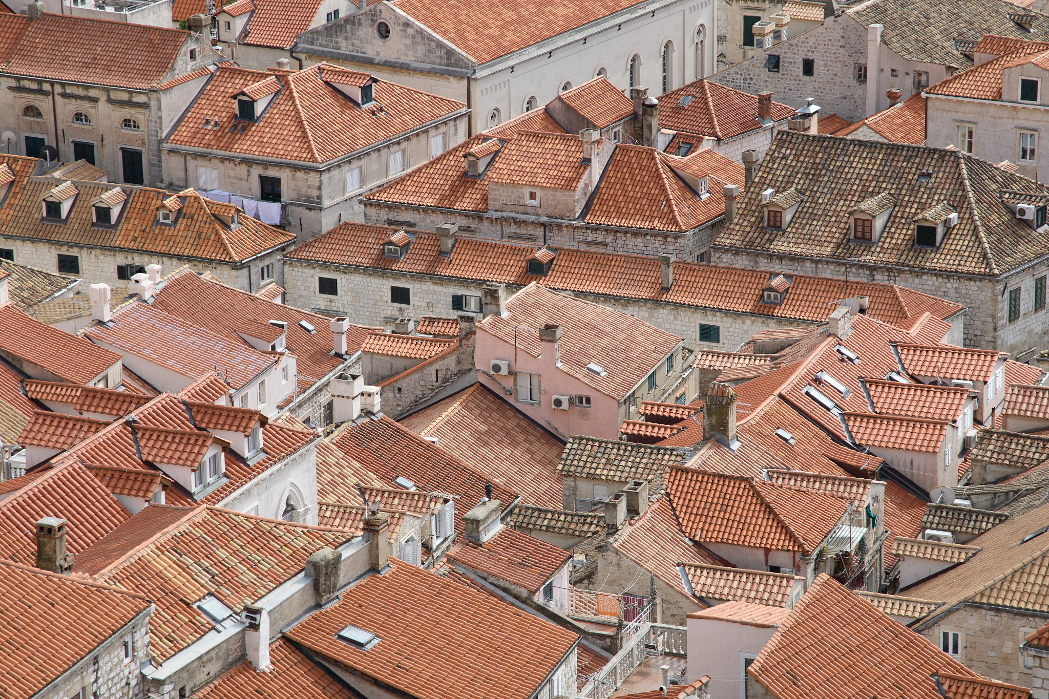 tiled roofs of the old town of dubrovnik in croatia.