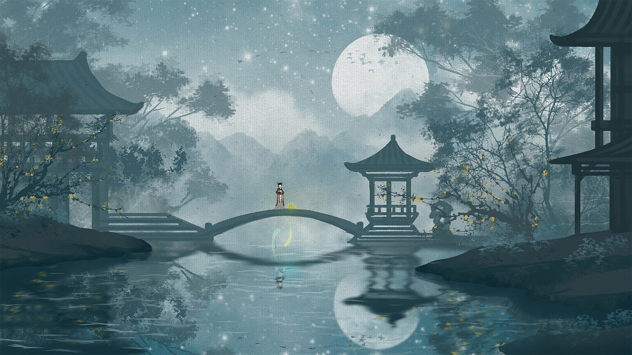 古风盟名征集：清风明月镜湖落霞，寓意宁静美好