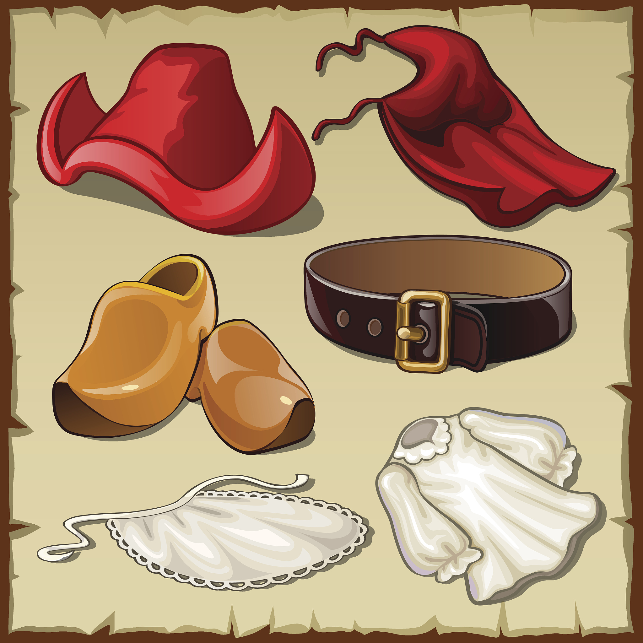 set of womens clothing in vintage style, six items
