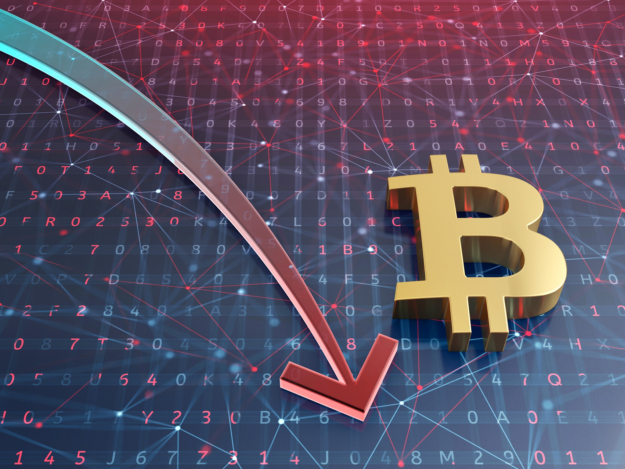 bitcoin crash, conceptual illustration