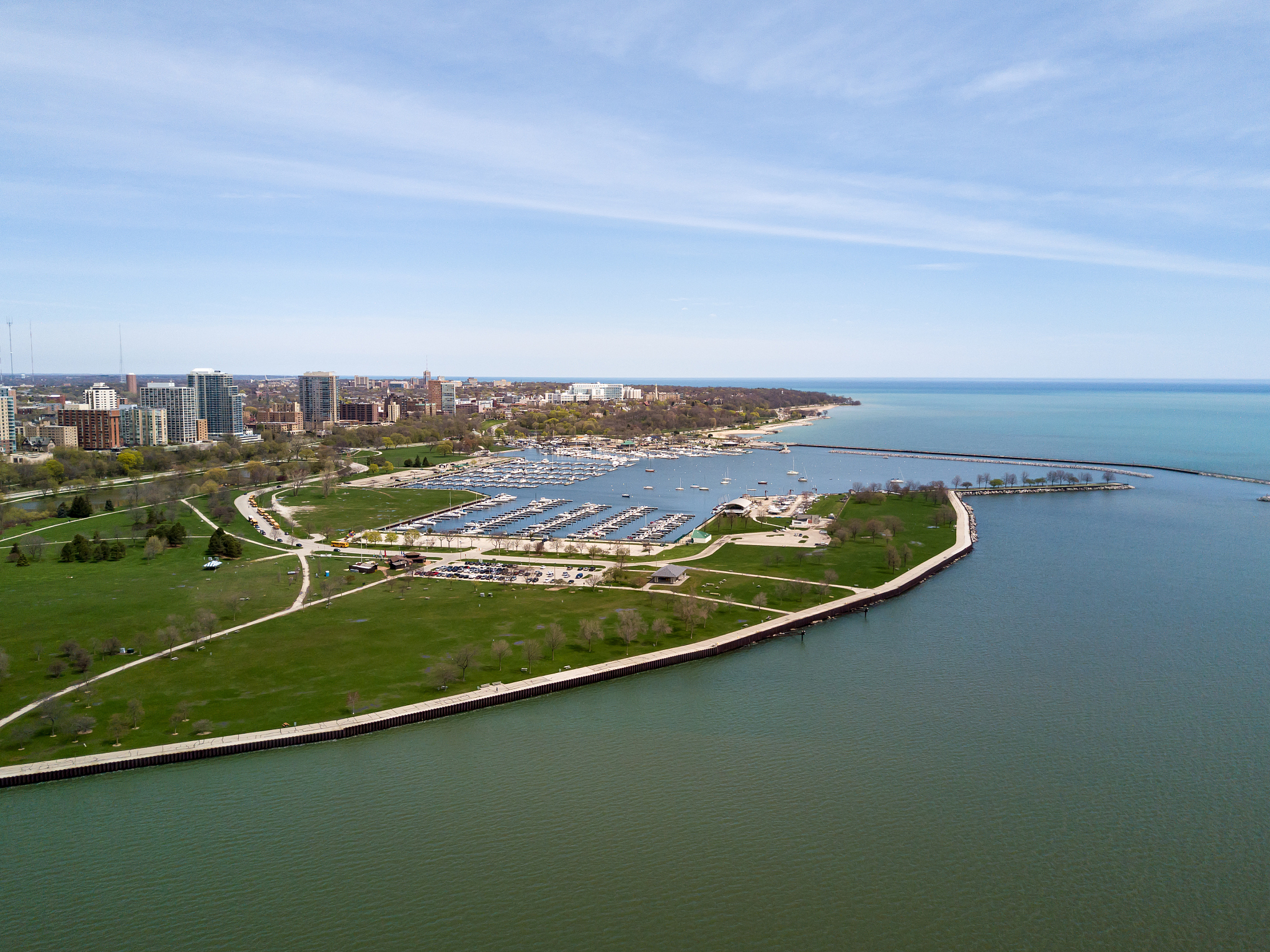 milwaukee bay aerial view