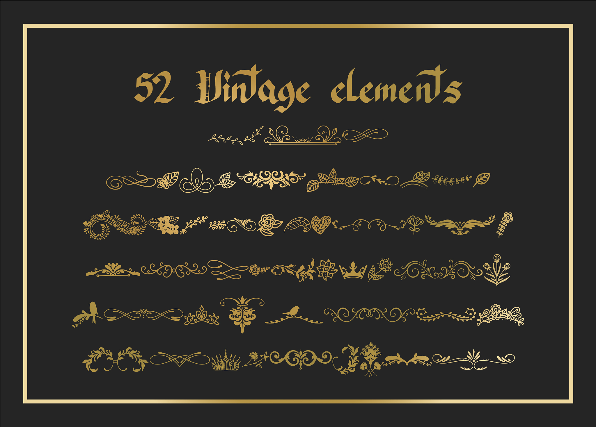 kit of vintage elements for invitations banners