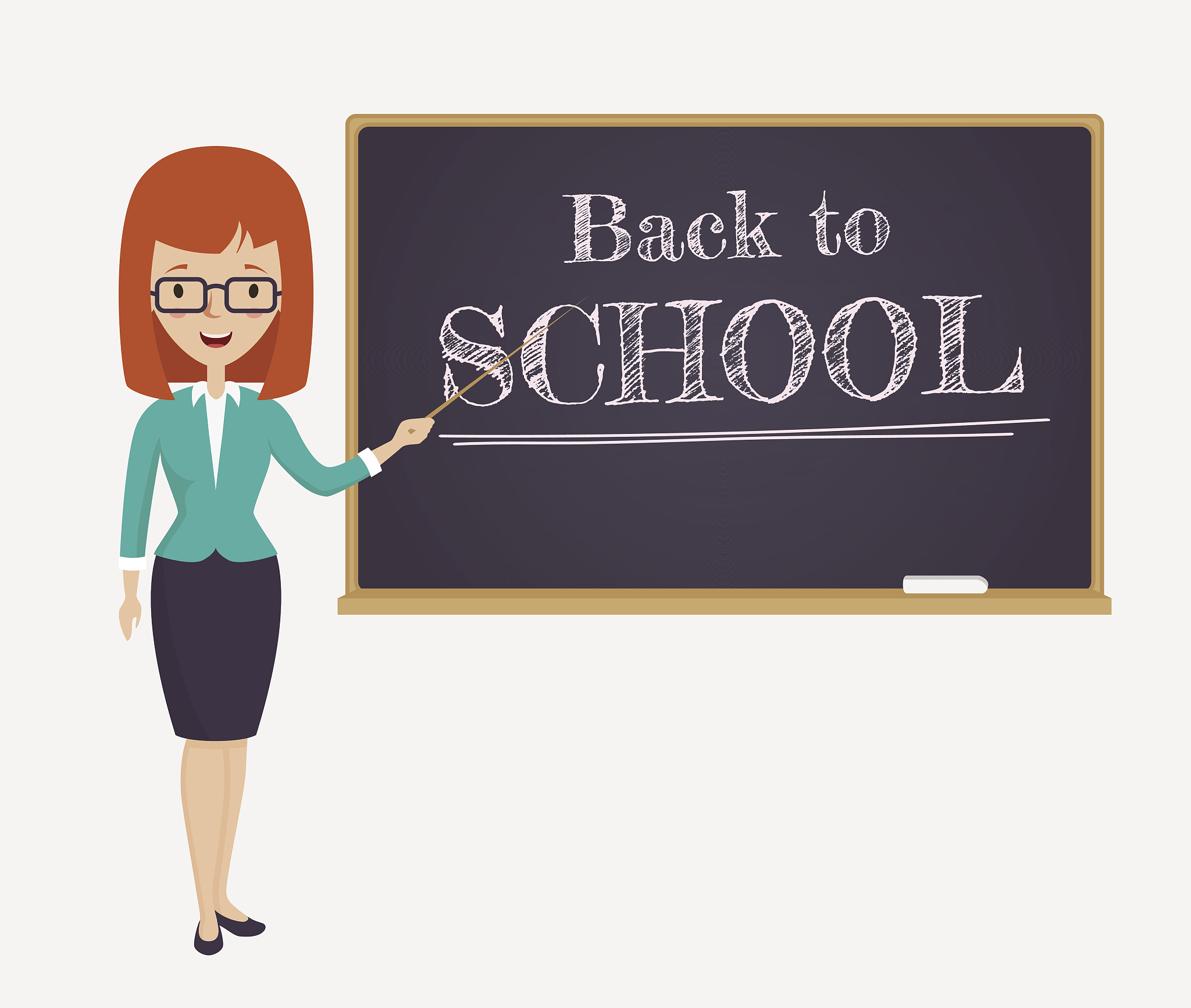 back to school card with young teacher.