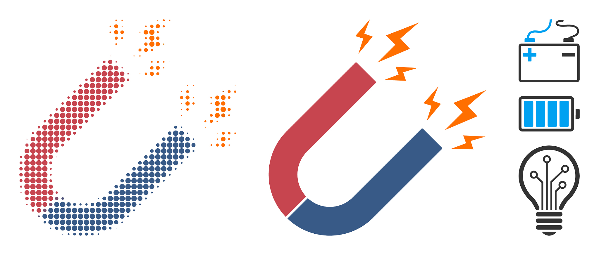 magn<strong>e</strong>t power halftone and solid icon