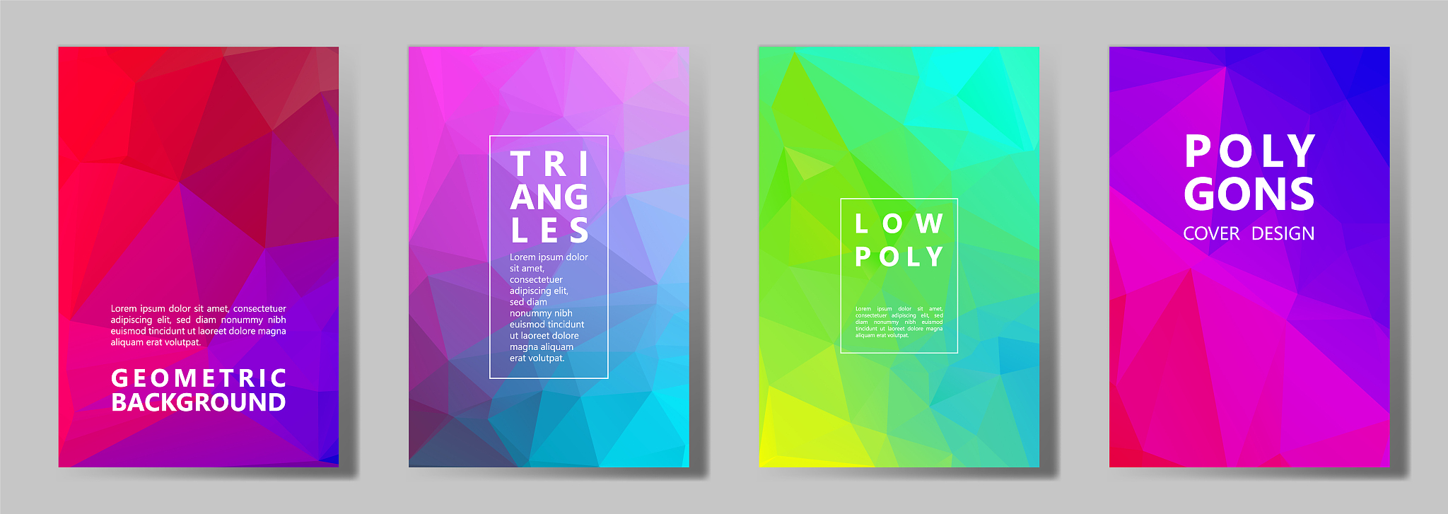 facet polygonal abstract cover pages, low poly set