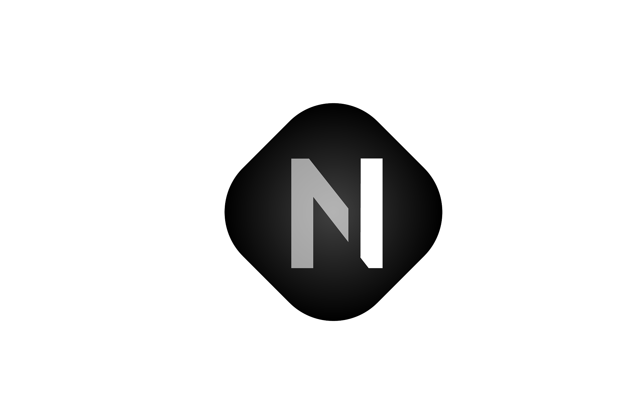 n alphabet letter logo black and white on rhombus