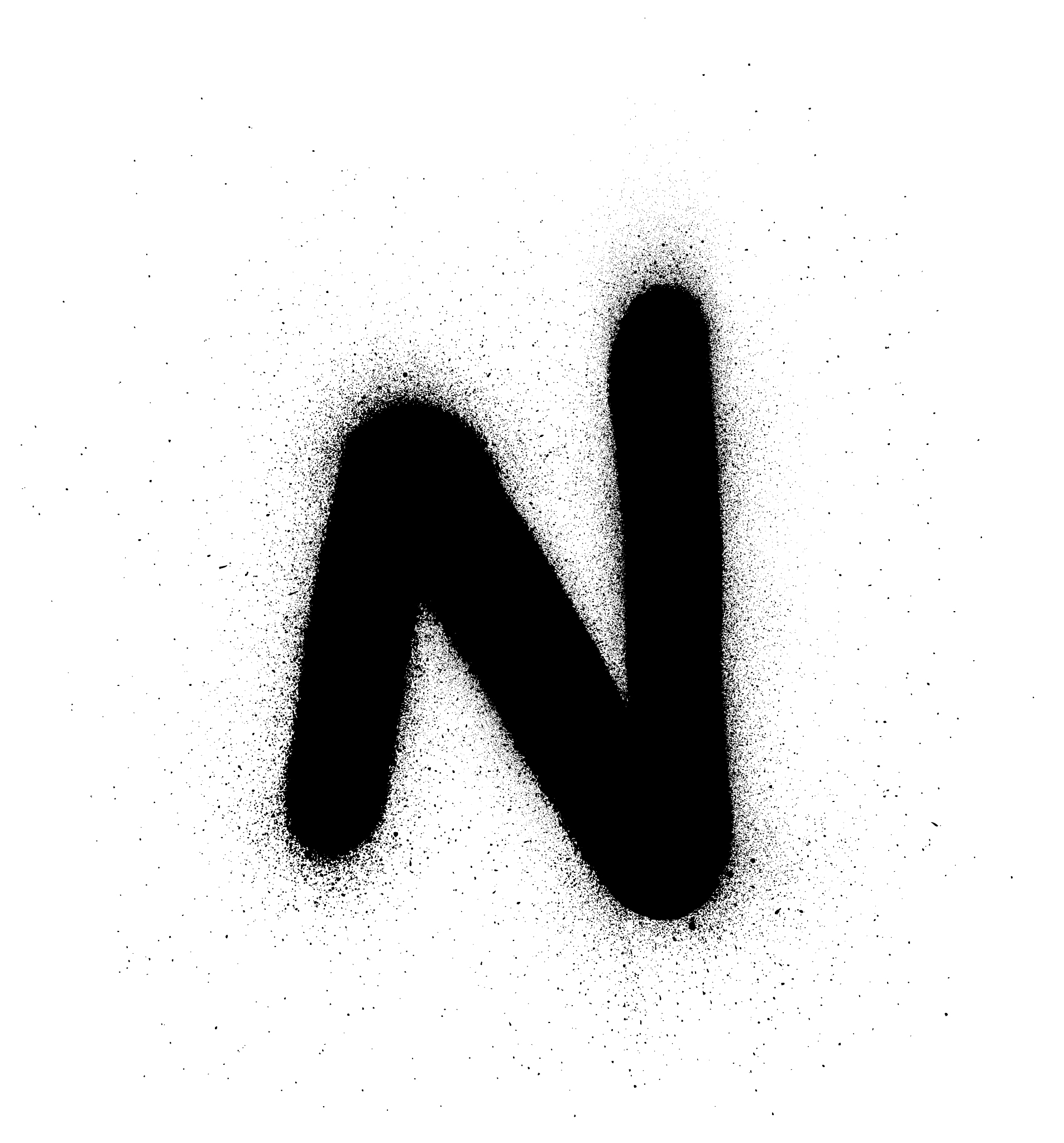 graffiti small fat n font sprayed in black over