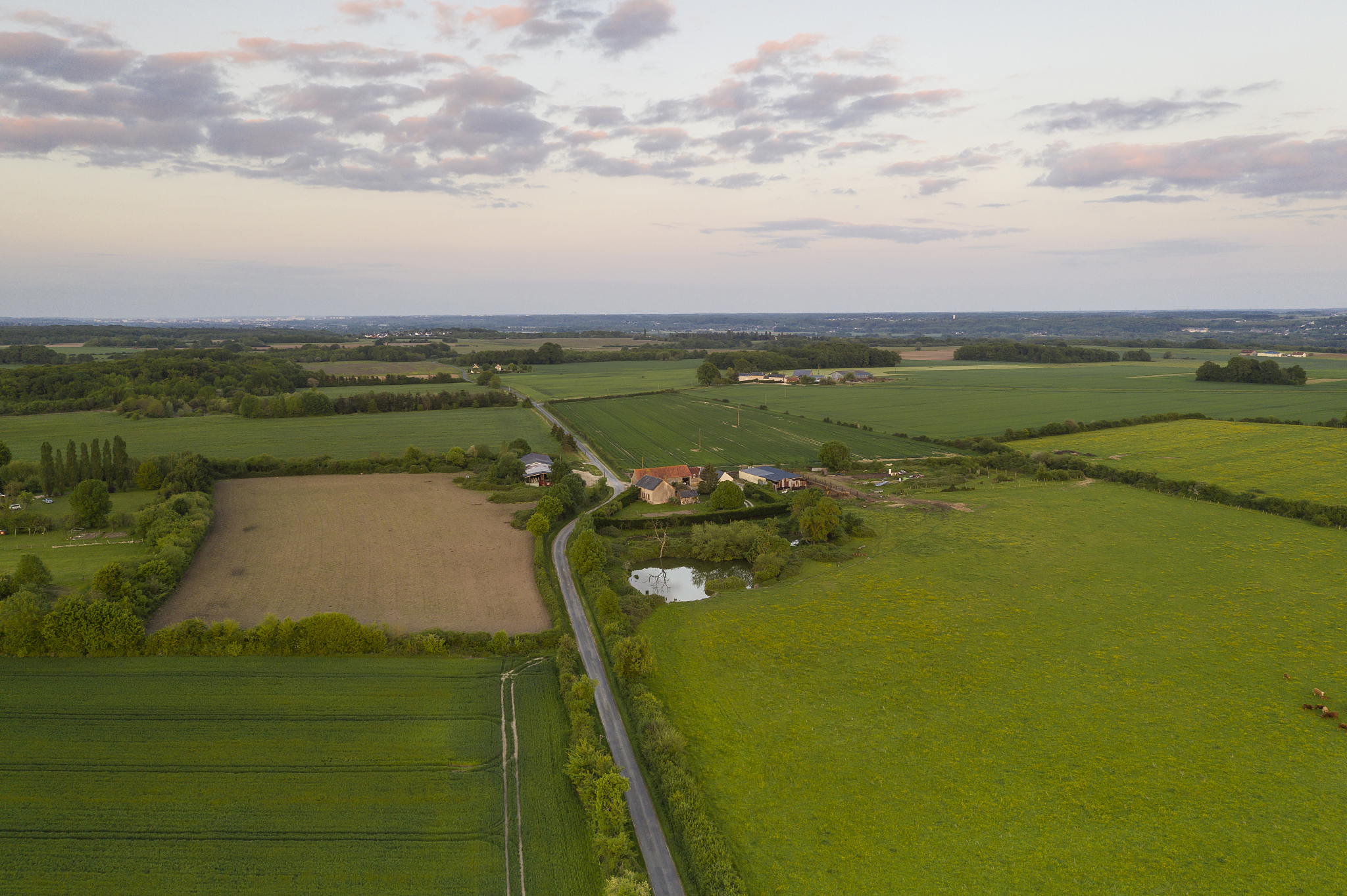 aerial of the loire valley in central france.