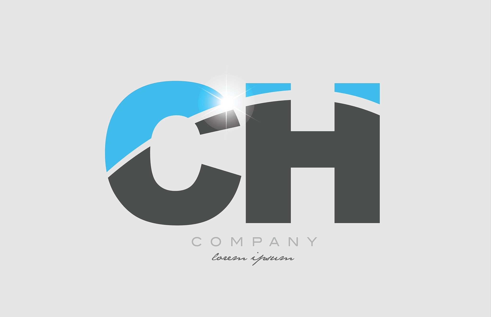 combination letter ch c h in grey blue color alphabet for logo i
