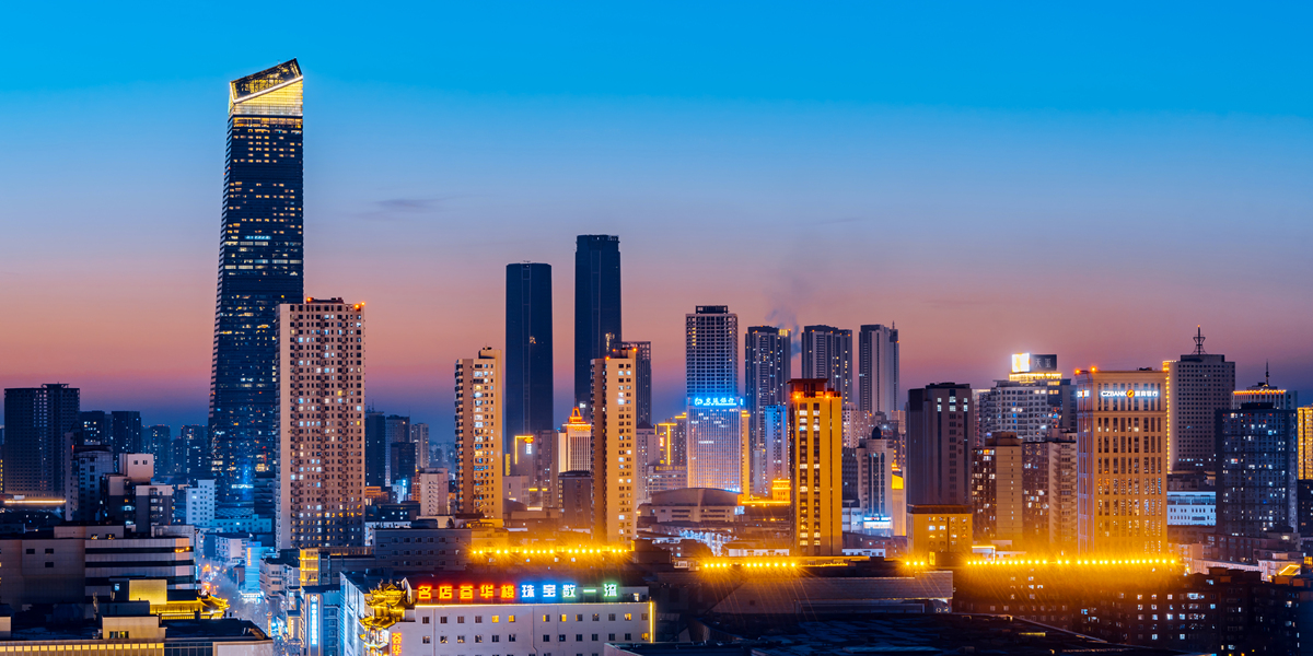 中国辽宁省<strong>沈阳</strong>市中街步行街和市府恒隆广场(forum 66