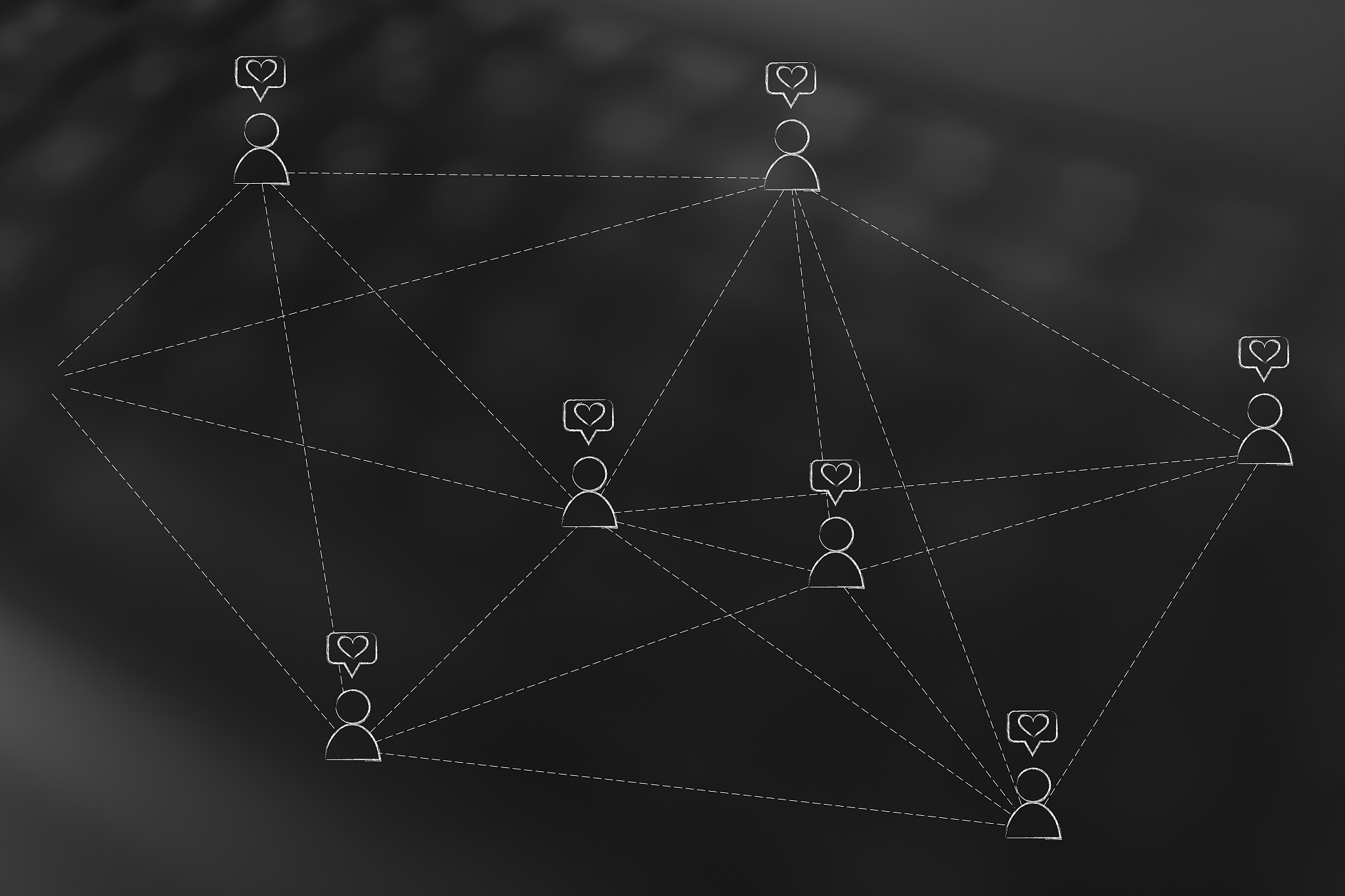 network of followers with like icon connected with each other
