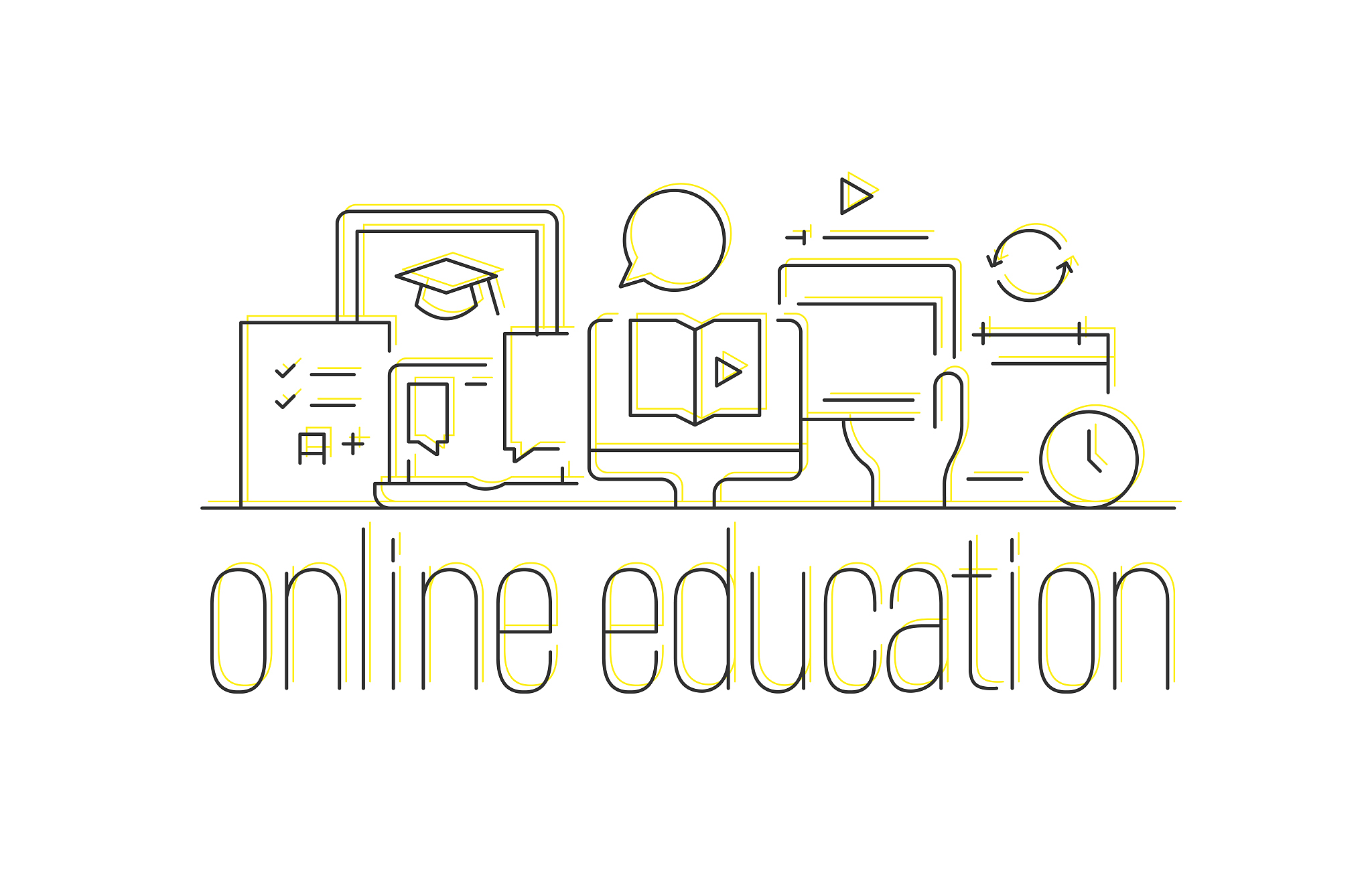 online education line icon design