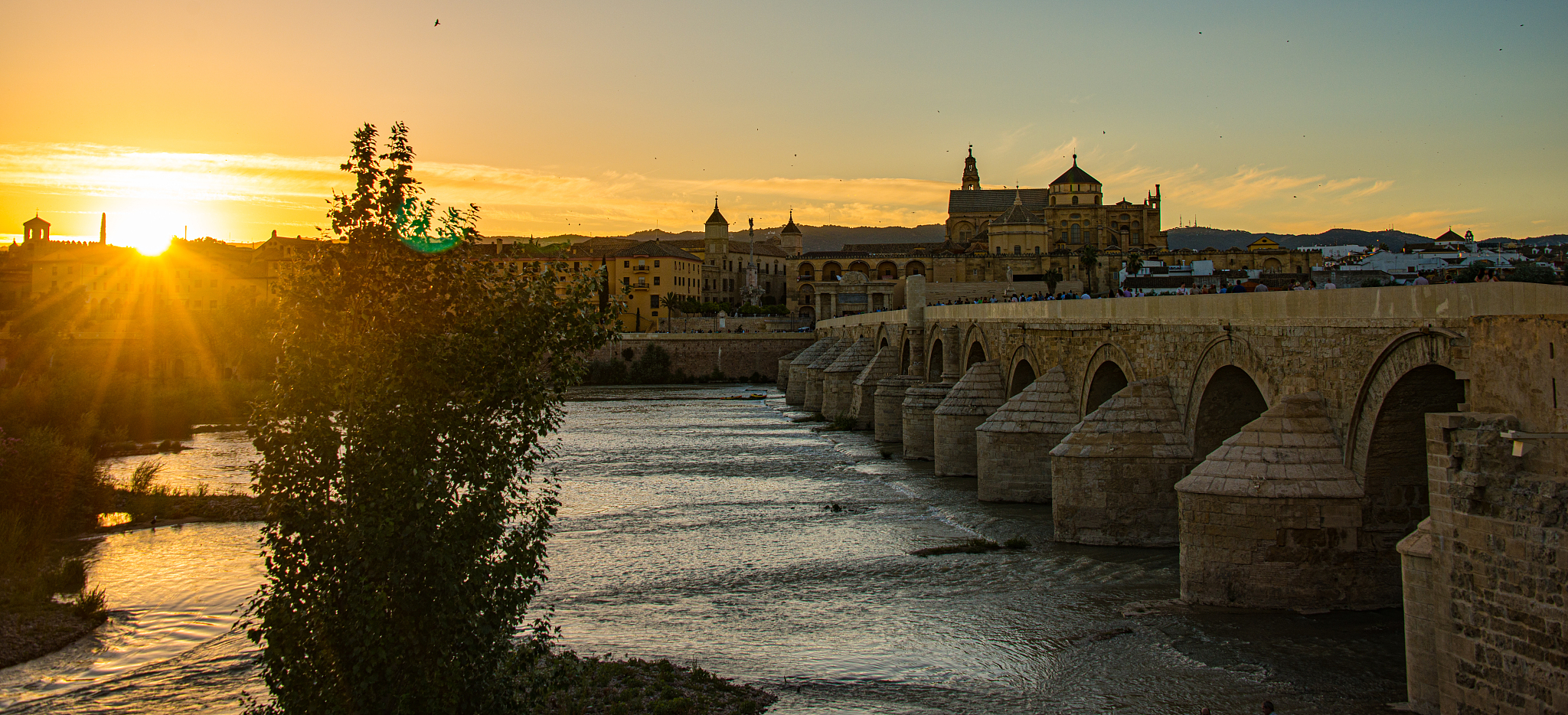 mosque-cathedral and roman bridge of cordoba, andalusia, spain