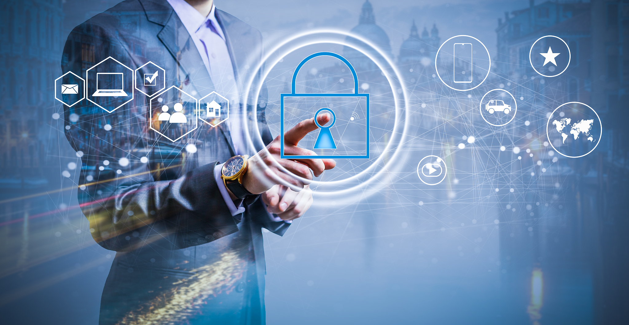 businessman in data management concept