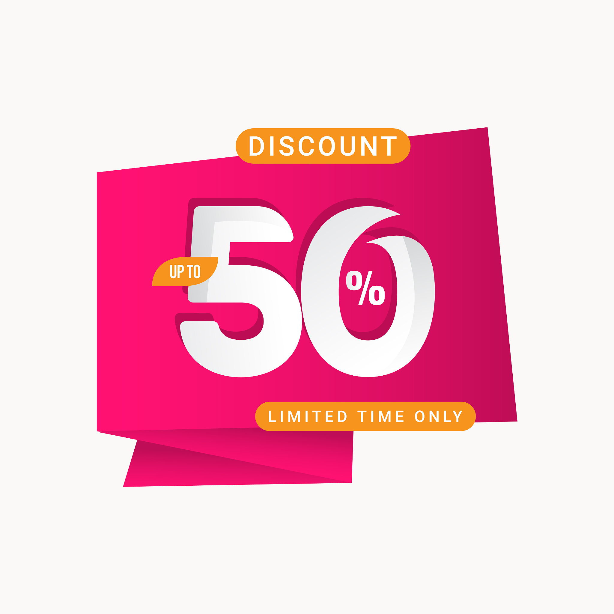 discount up to 50% off limited time only label vector template d