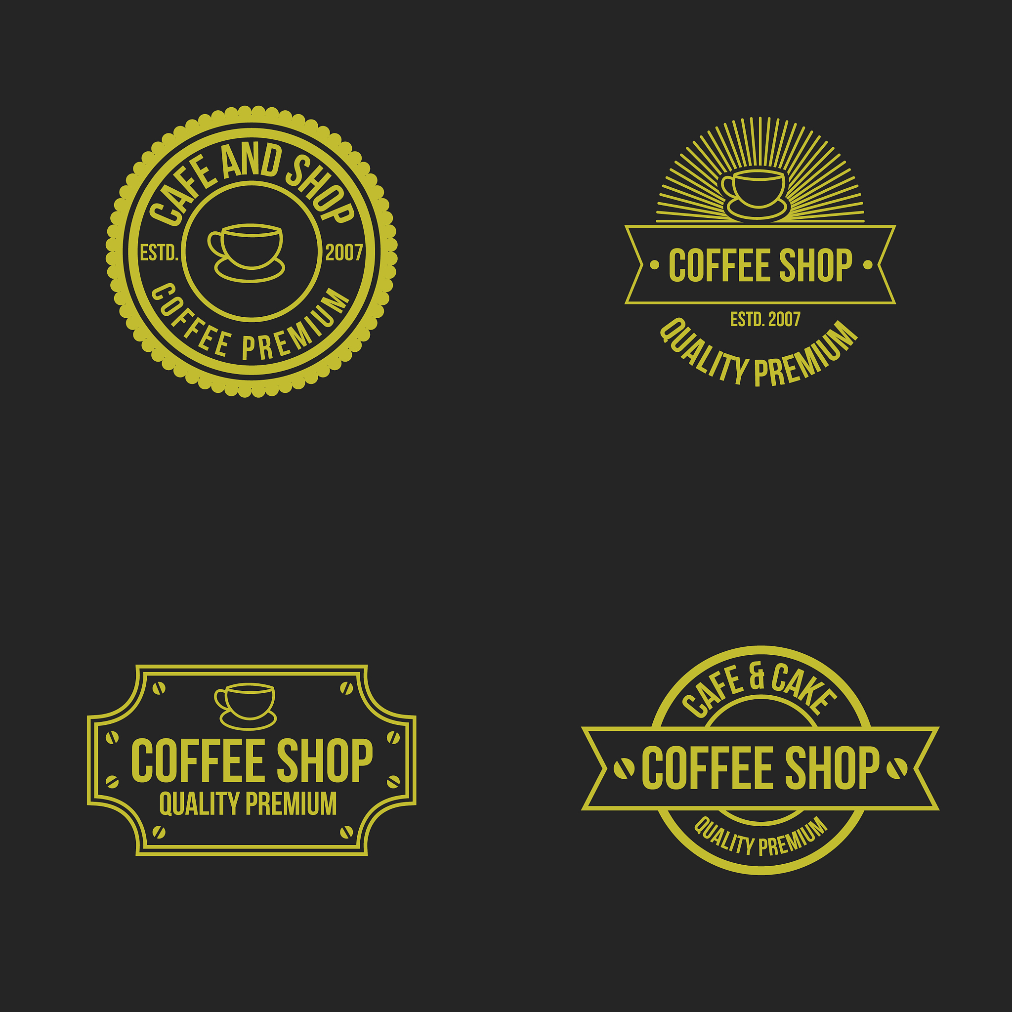 coffee logo vintage icon cafe shop element emblem