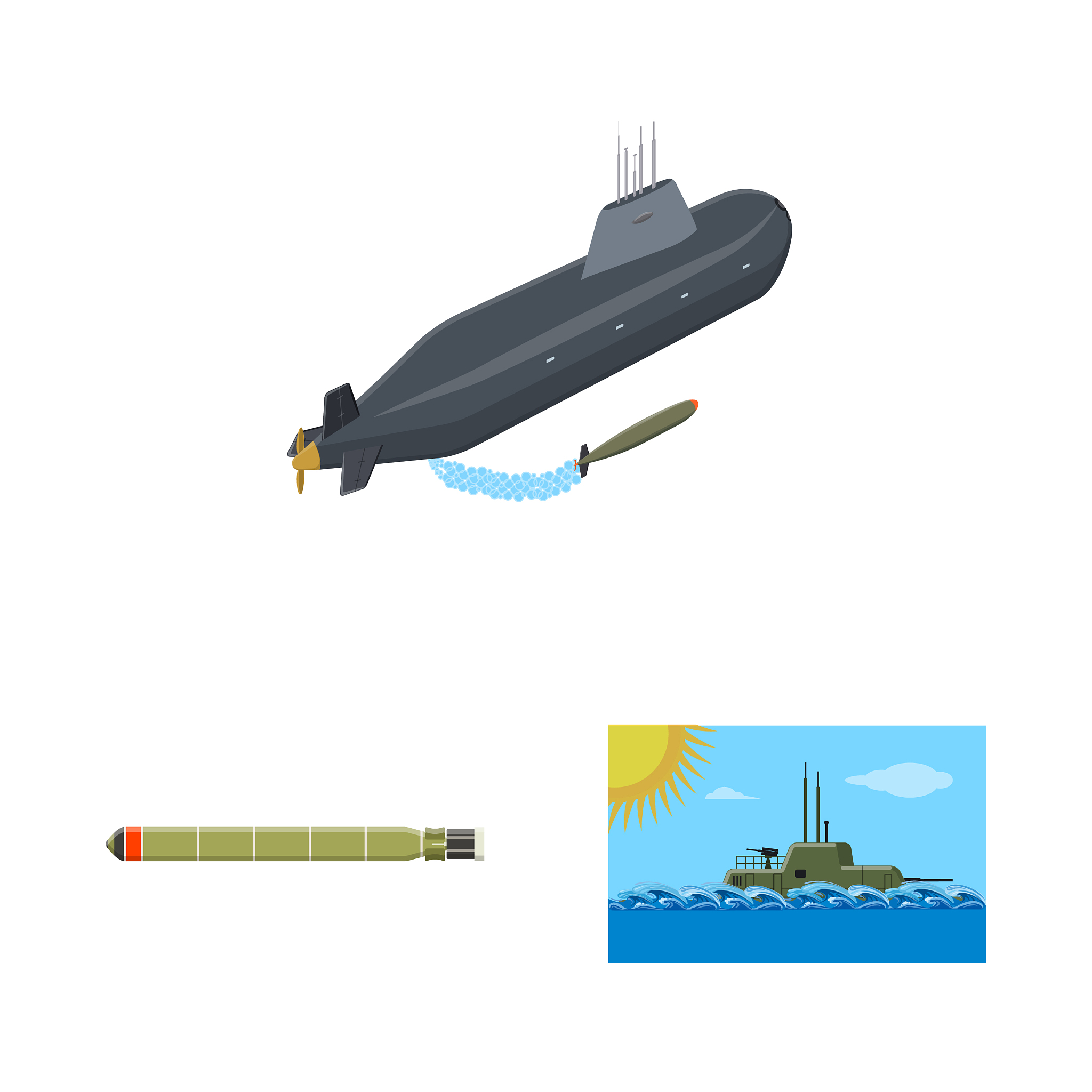 boat and navy icon set of
