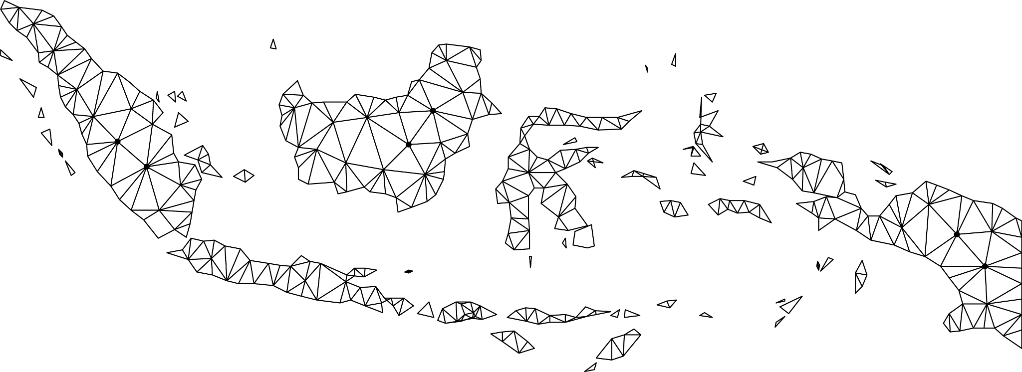 polygonal 2d mesh map of indonesia