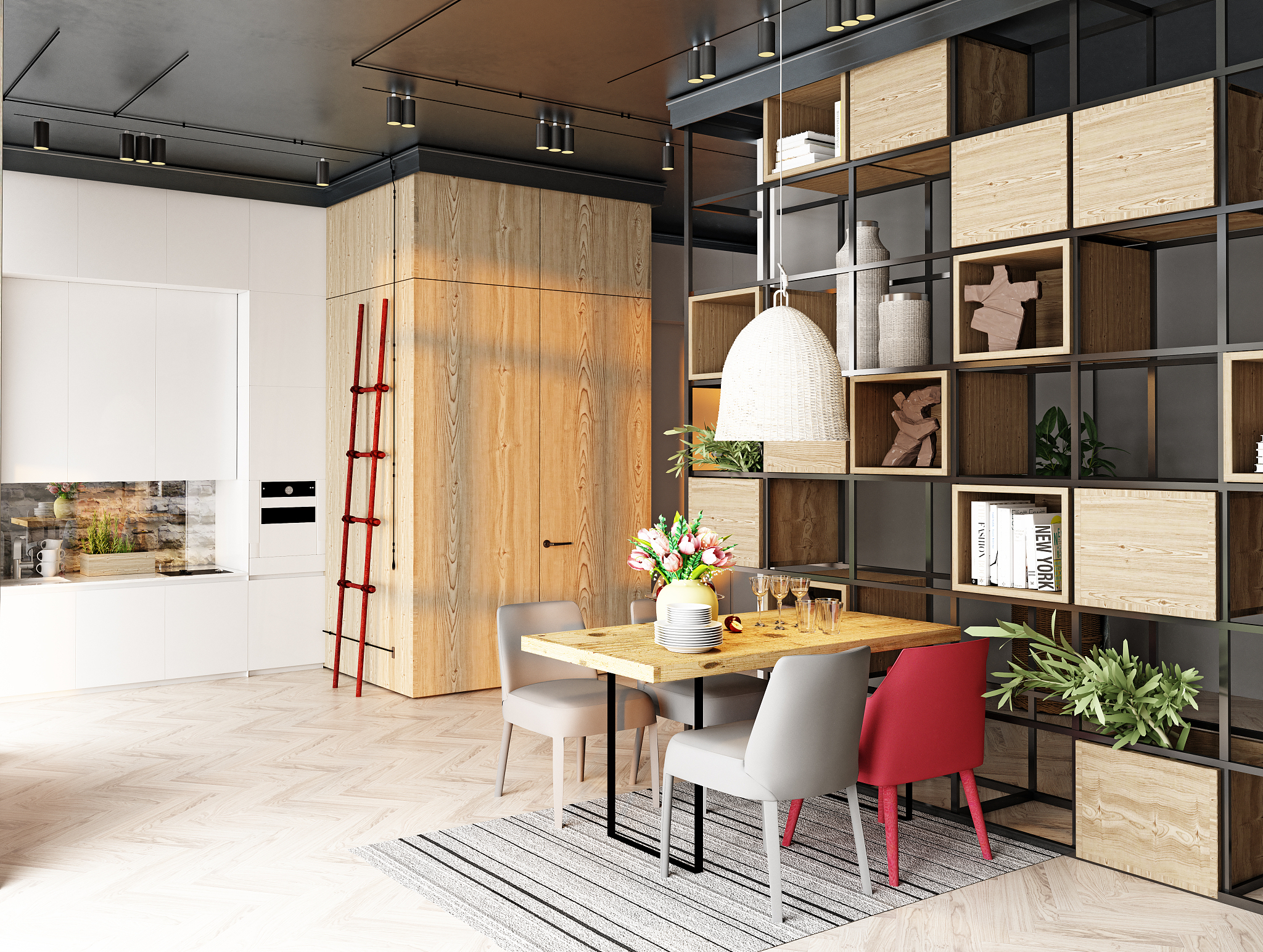 modern kitchen interior design.
