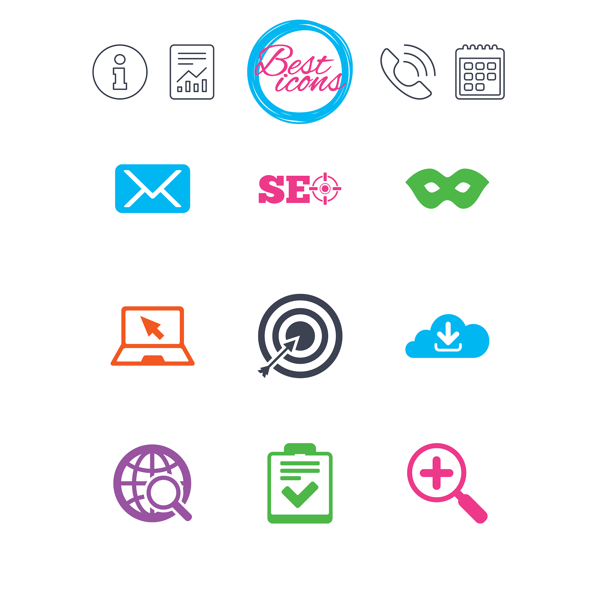 internet seo icons checklist target signs