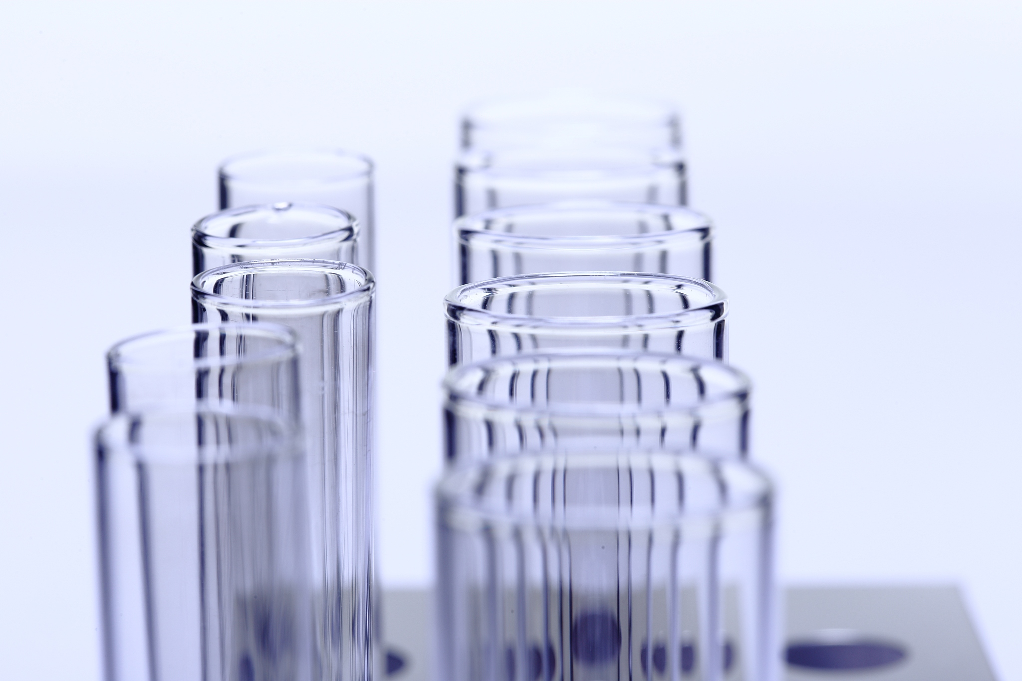 group of glass tube empty laboratory on stainless steel stand