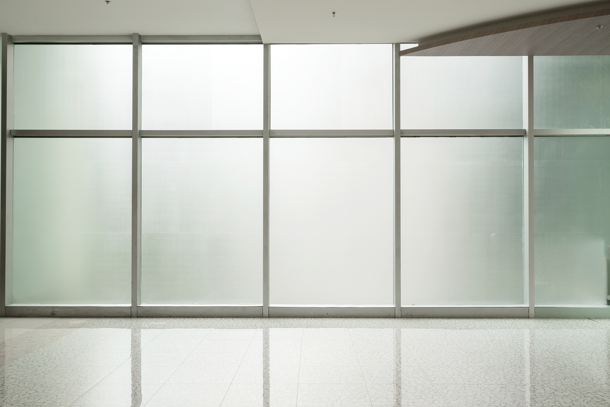 business center corridor and glass window