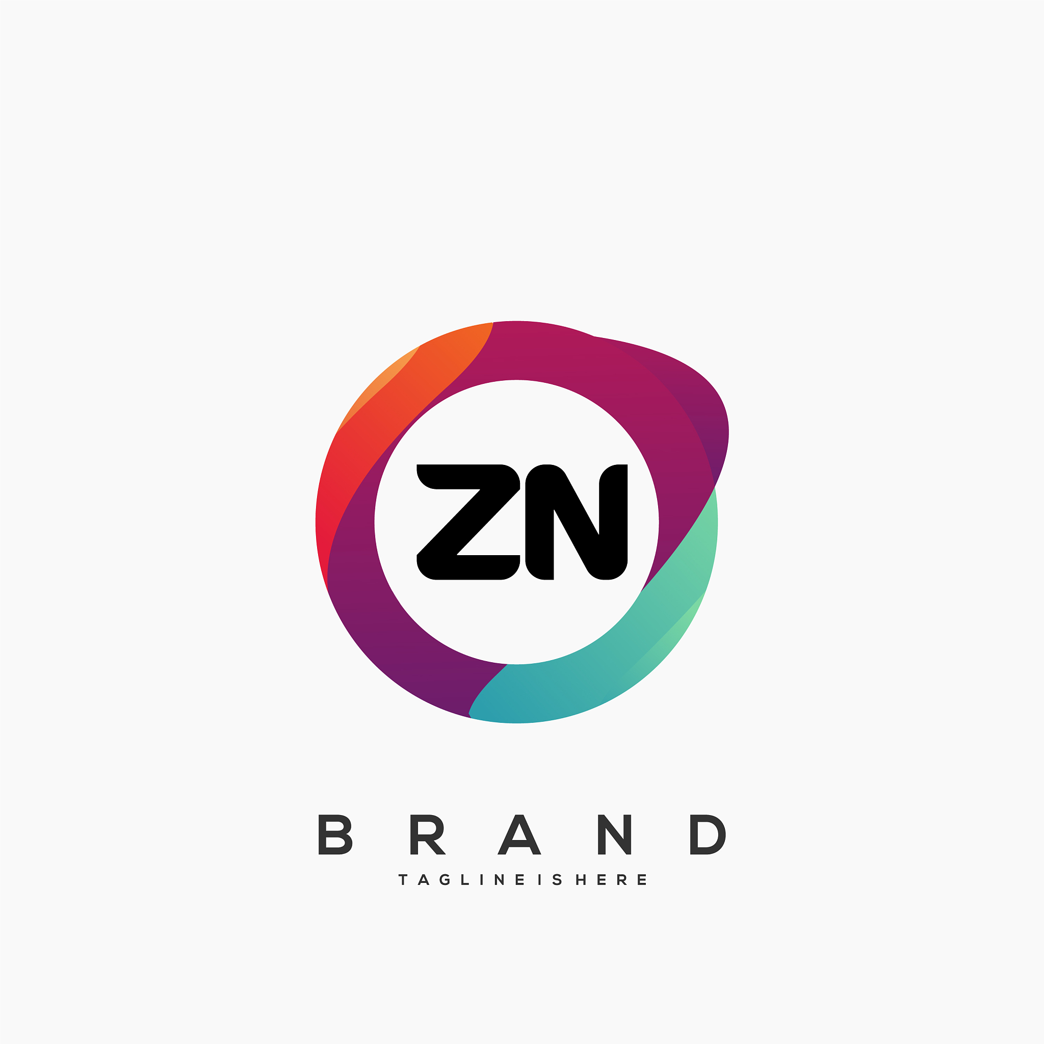 letter zn gradient color logo design