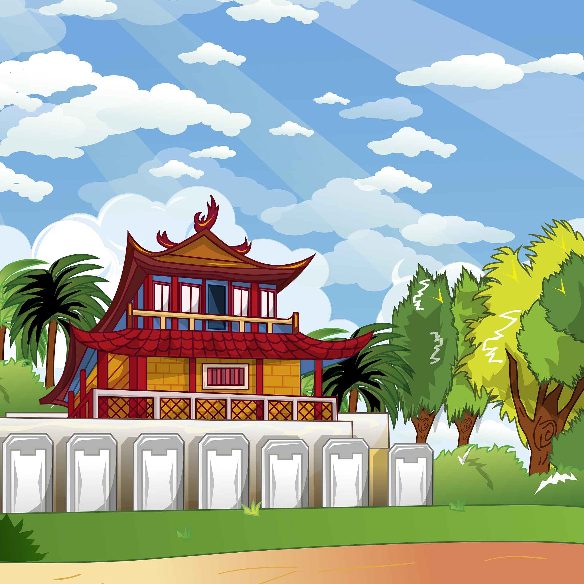 城市天际线树木刷子