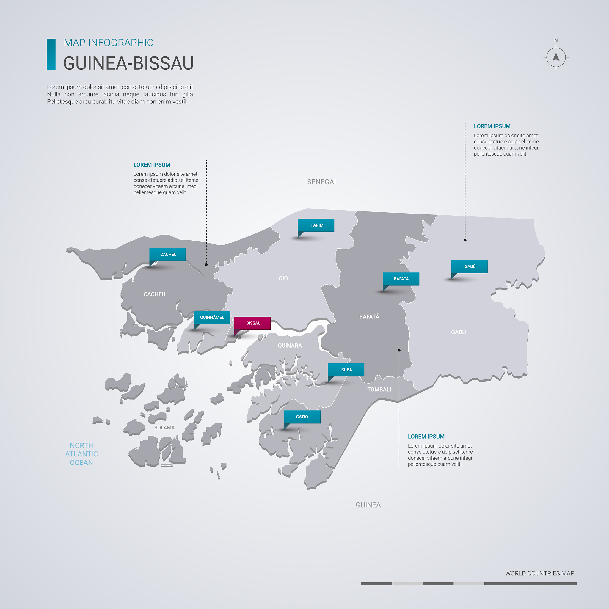 guinea-bissau map with infographic elements