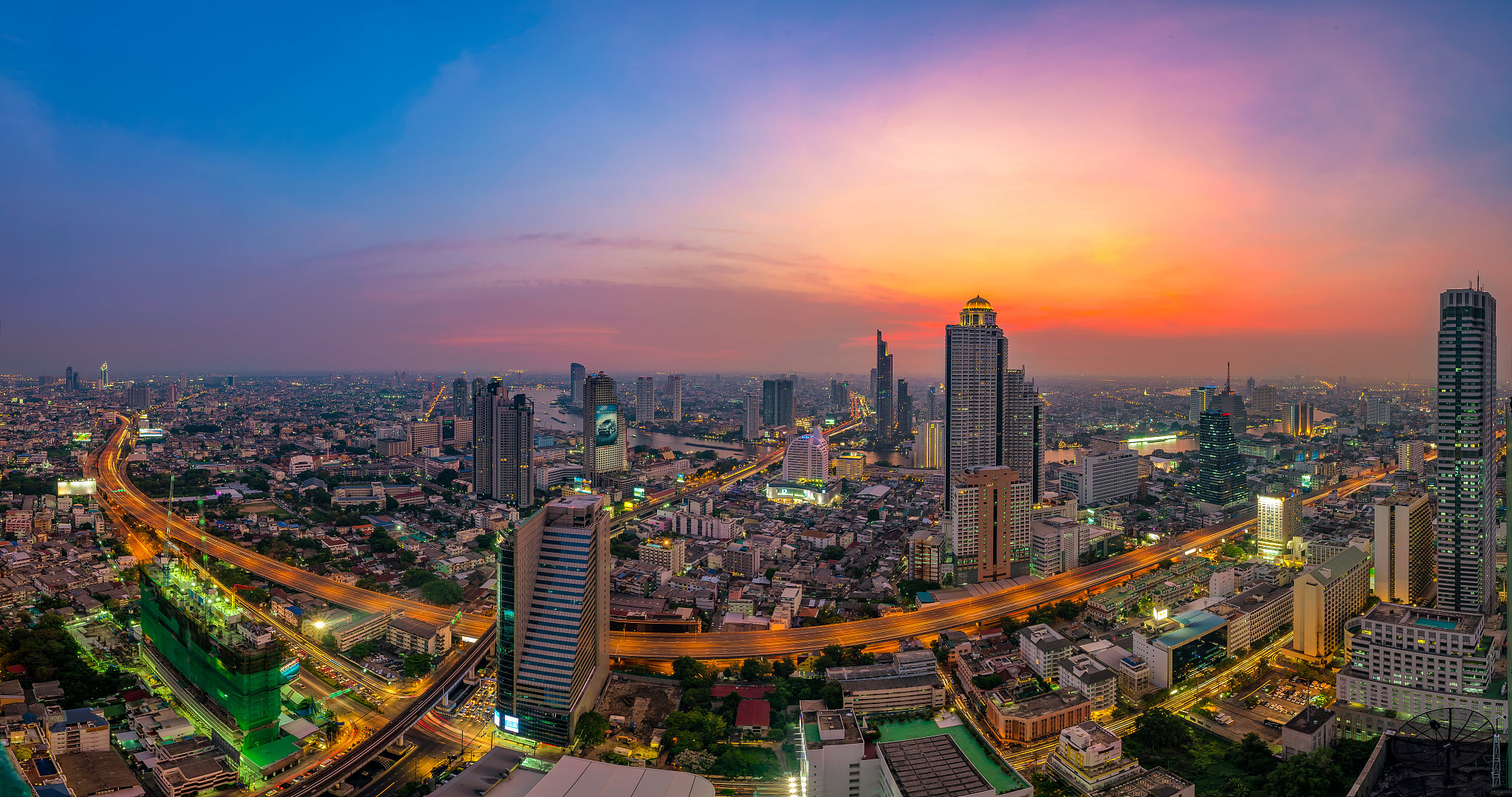 bangkok city at sunset