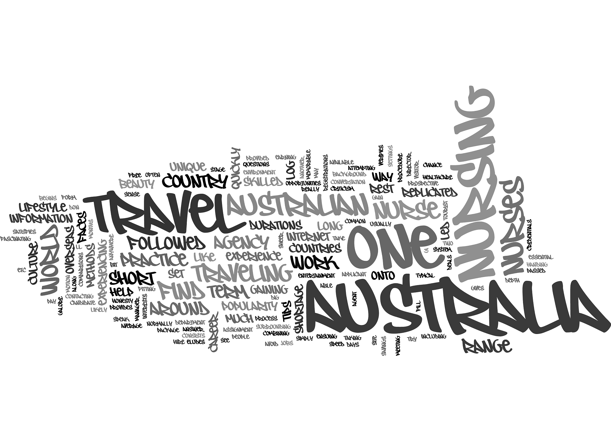 australia travel for a nurse text word cloud
