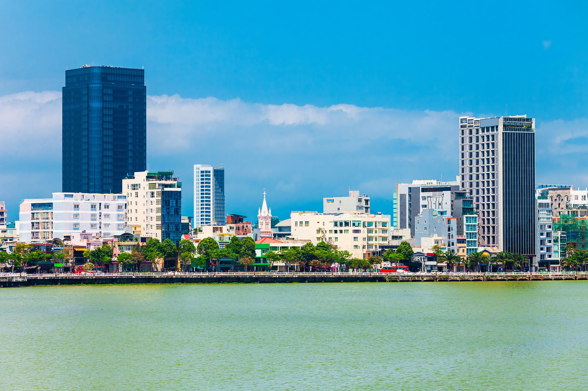 danang city skyline aerial view
