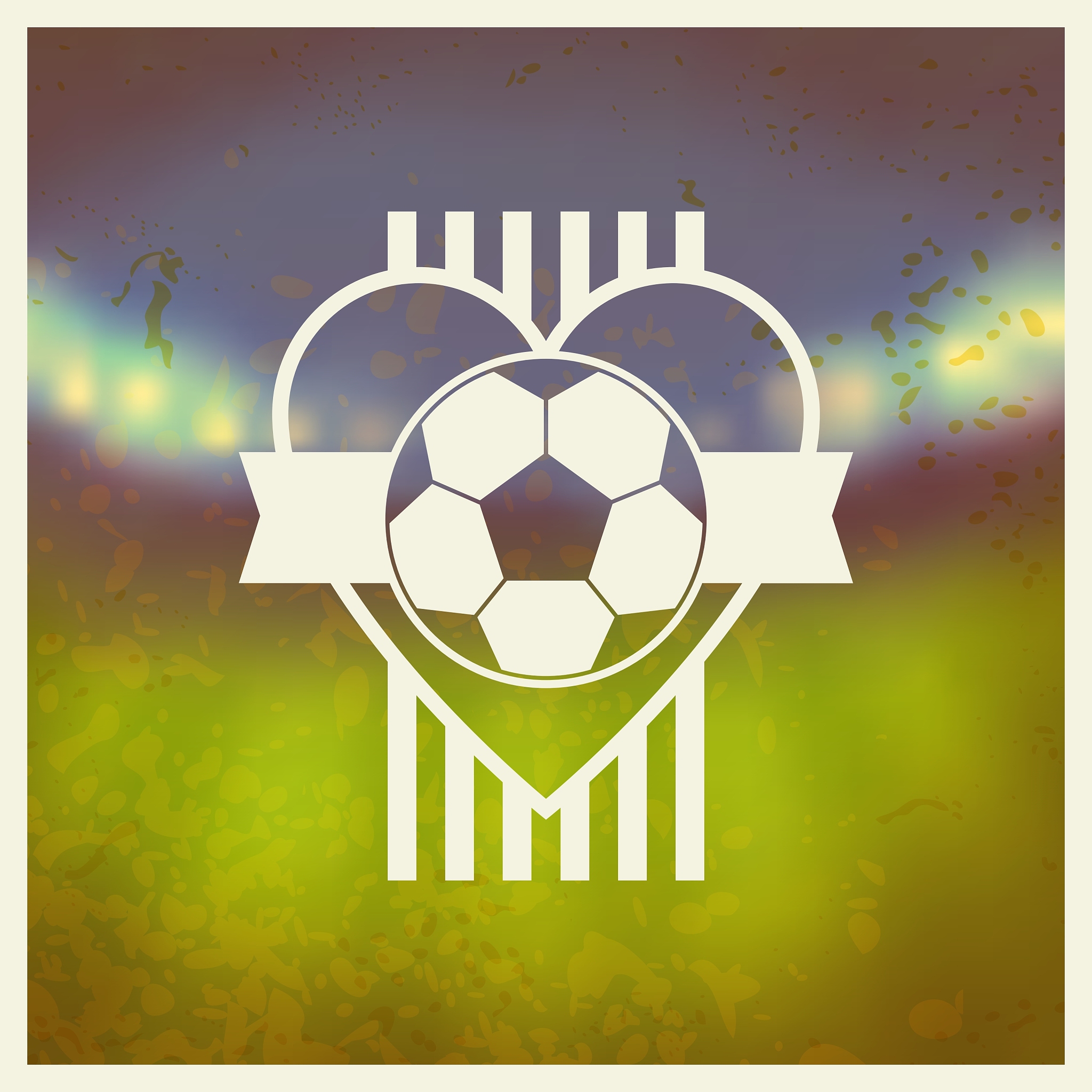 sports label with soccer symbols