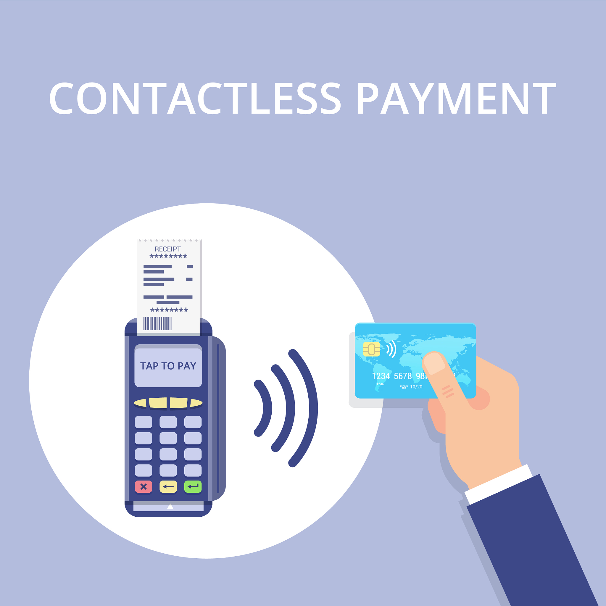 pos terminal confirms contactless payment from