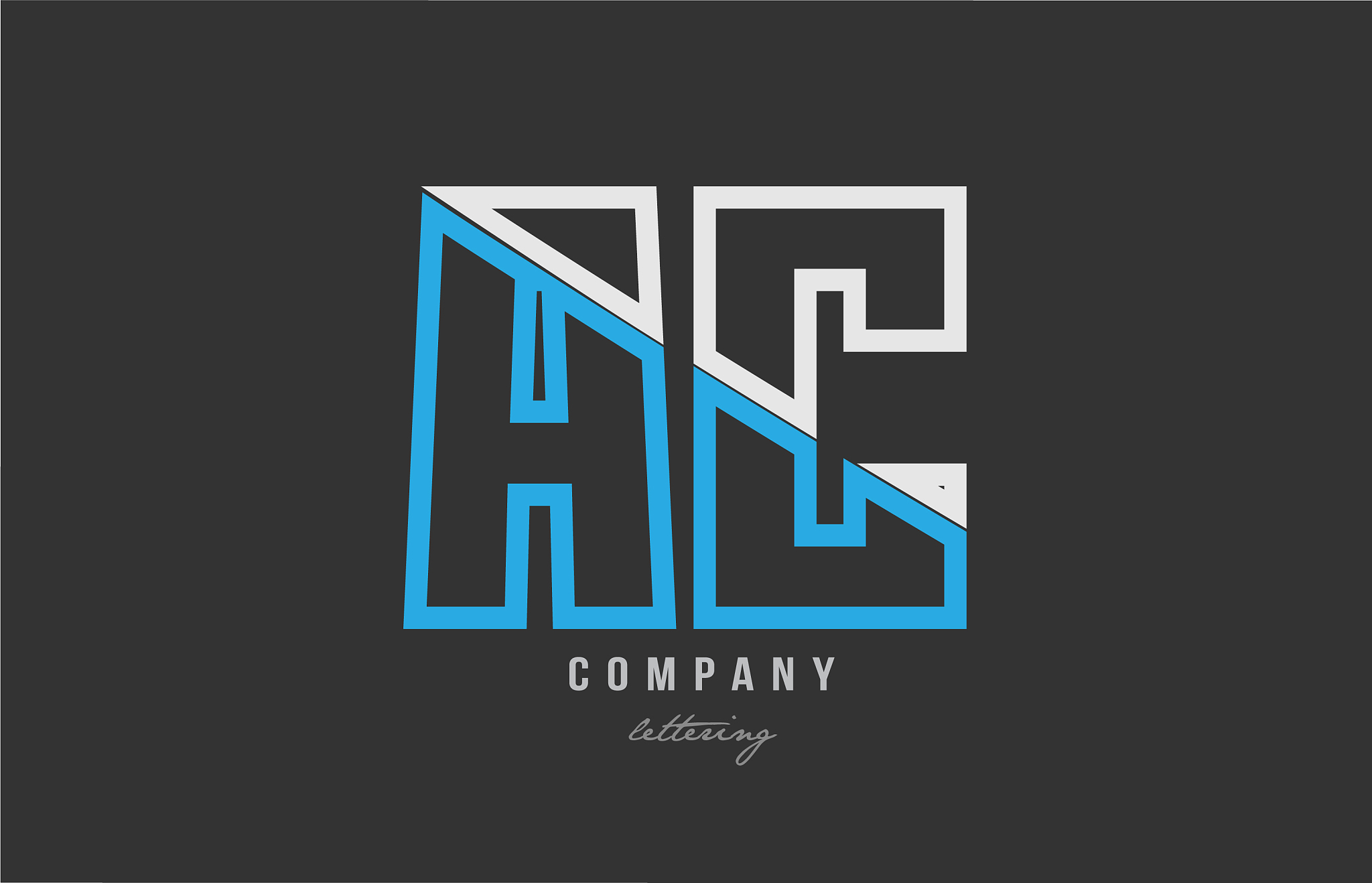 white blue alphabet letter ac a c logo icon design