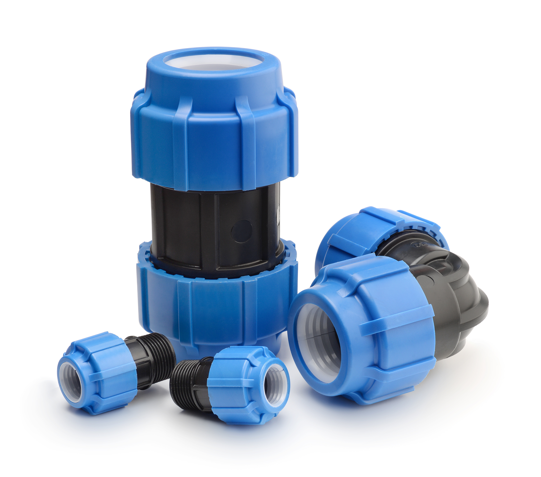 set of plastic fittings isolated.