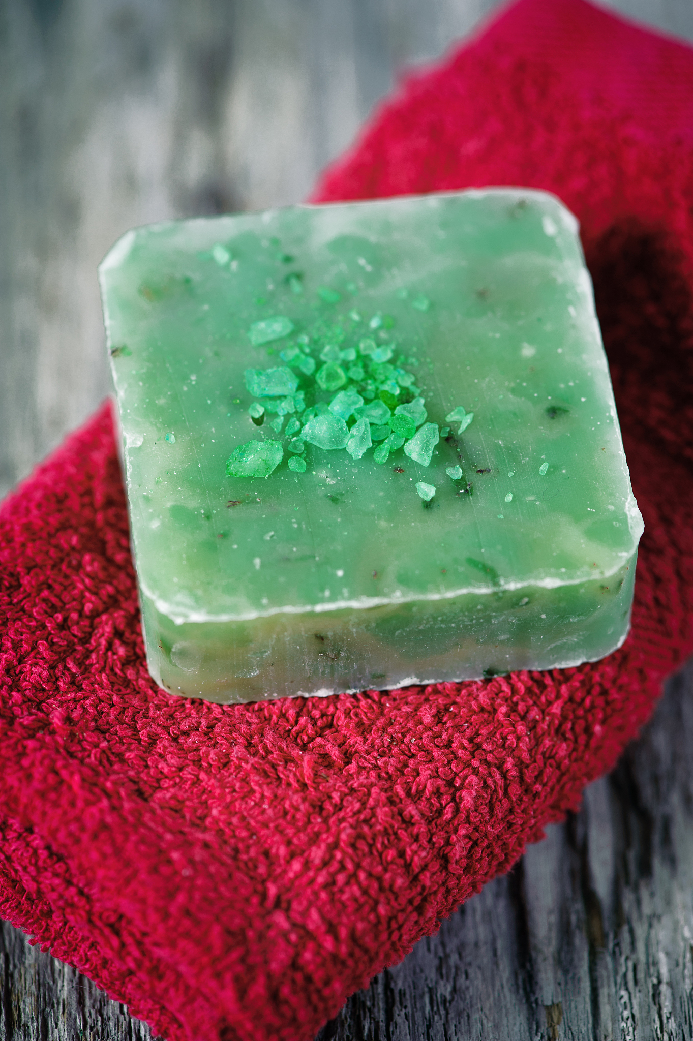 green handmade soap