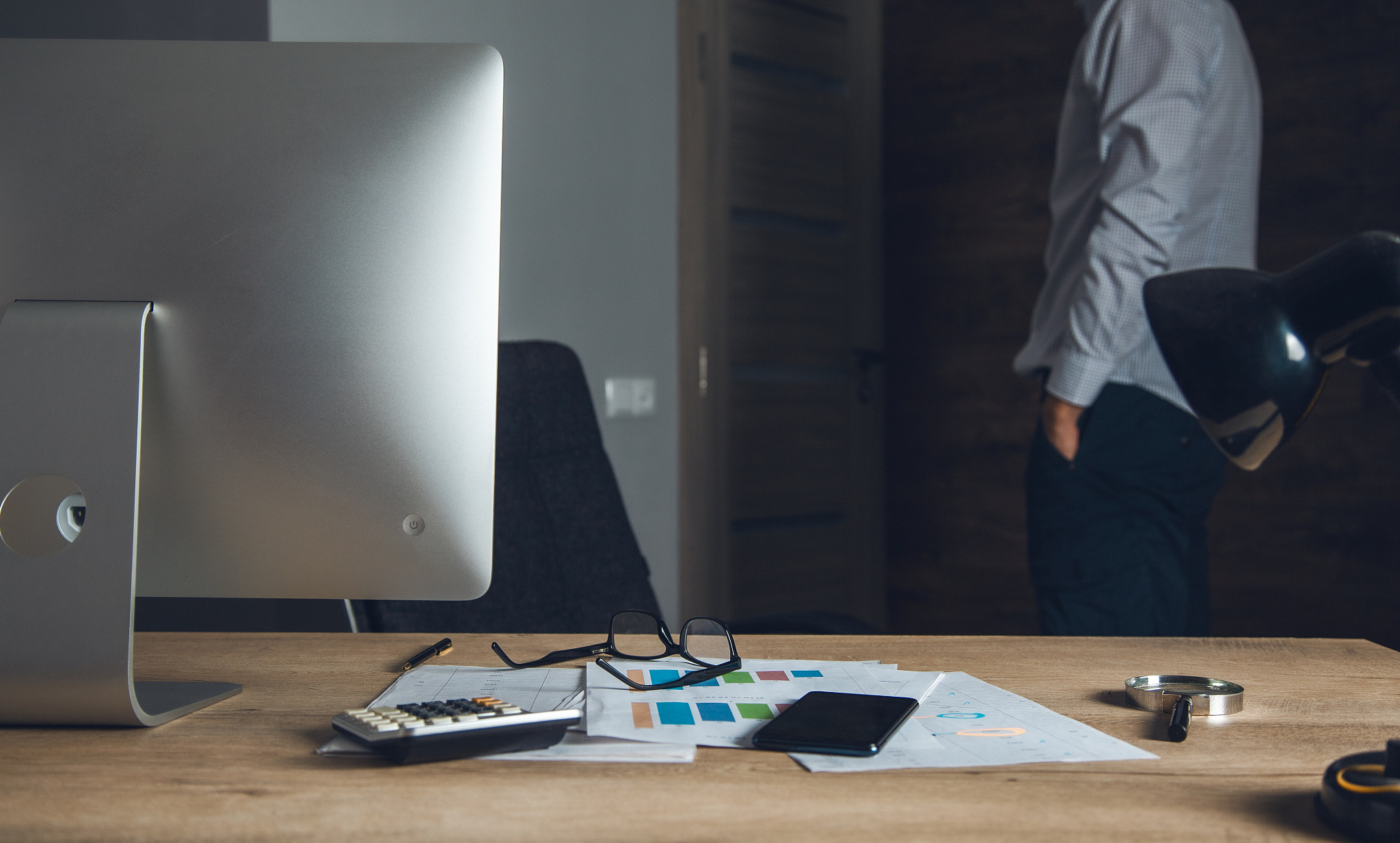 working desk in the office