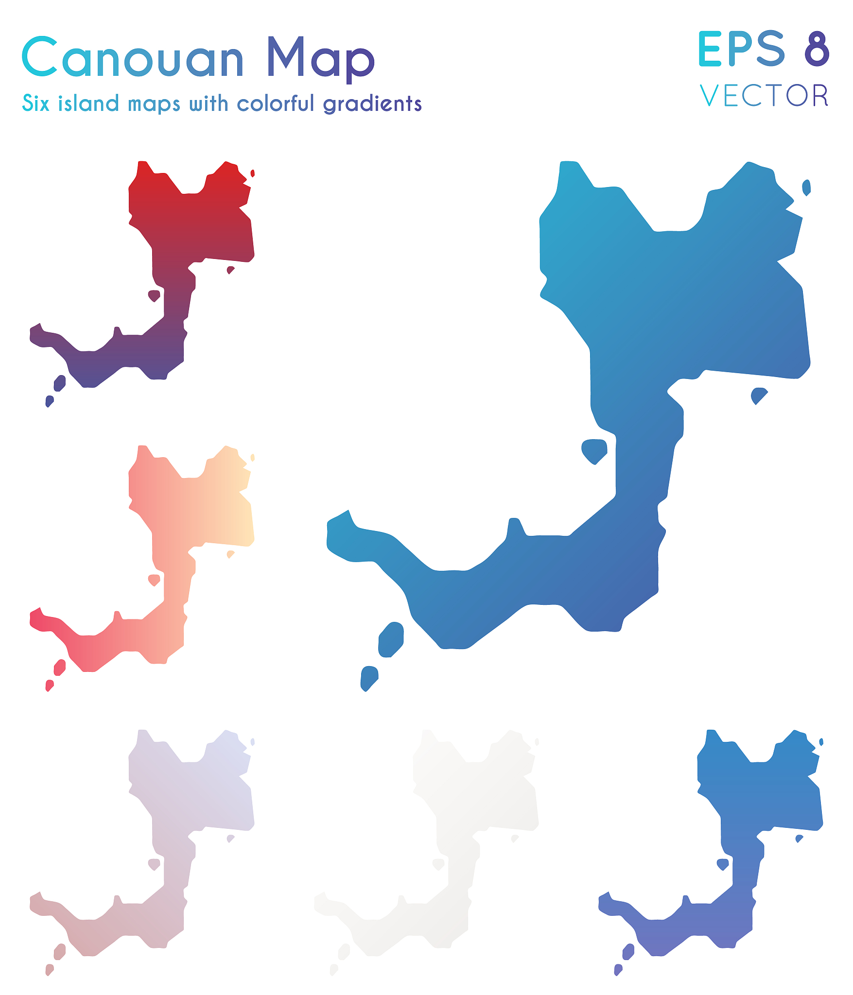 map of canouan with beautiful gradients.