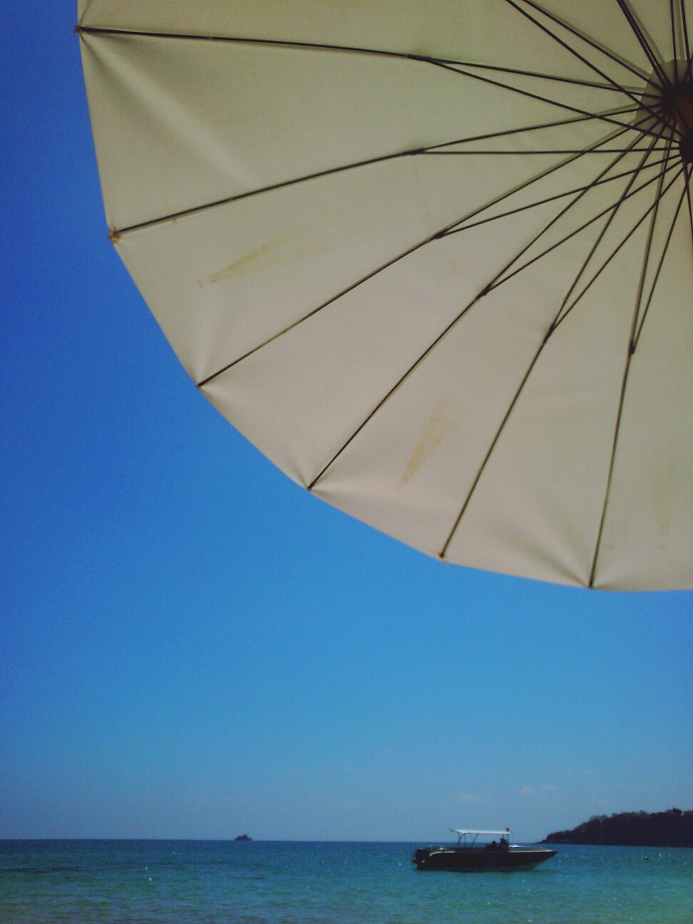 parasol with clear blue sky and sea