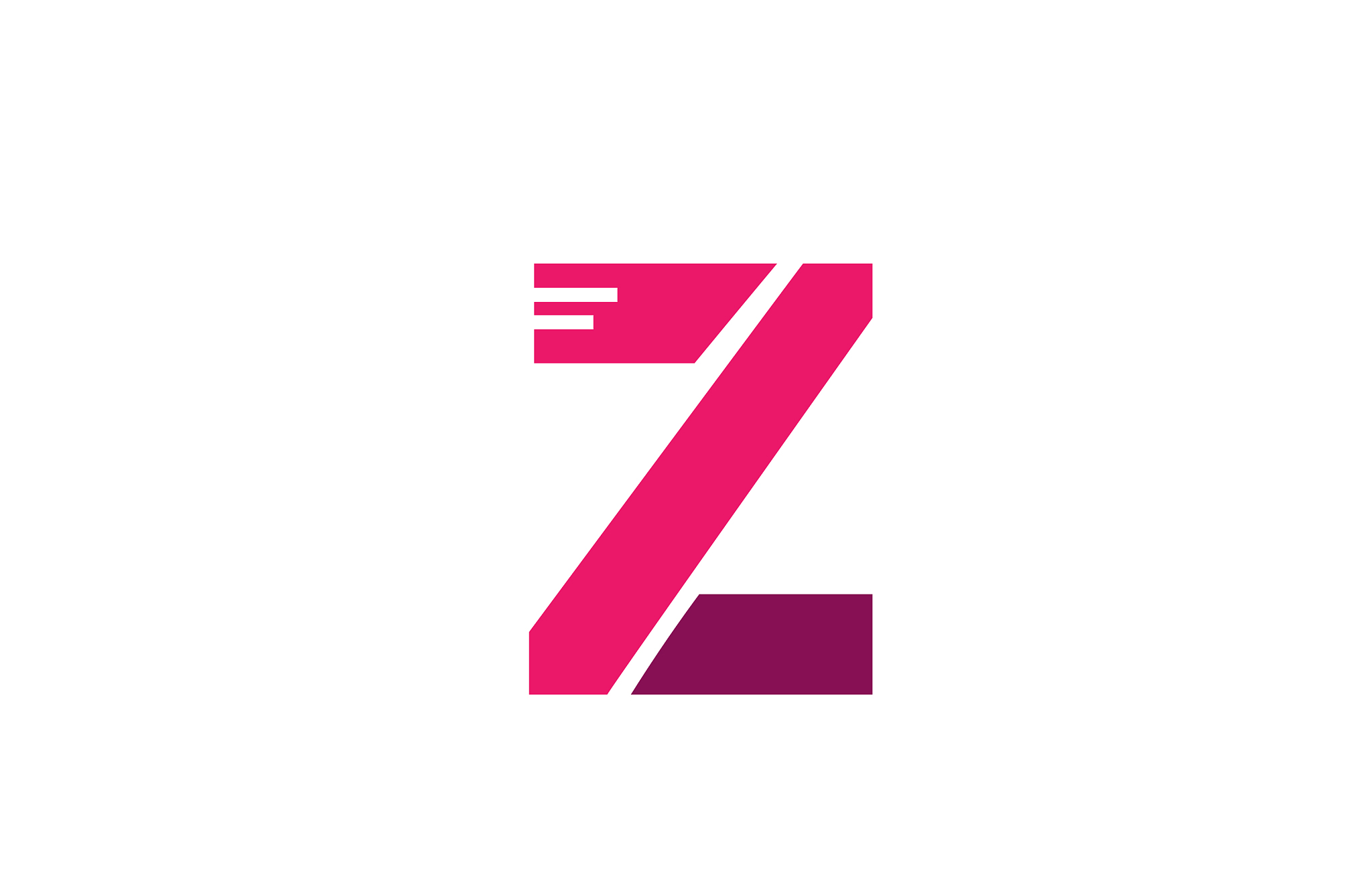 pink white alphabet letter z logo design icon for