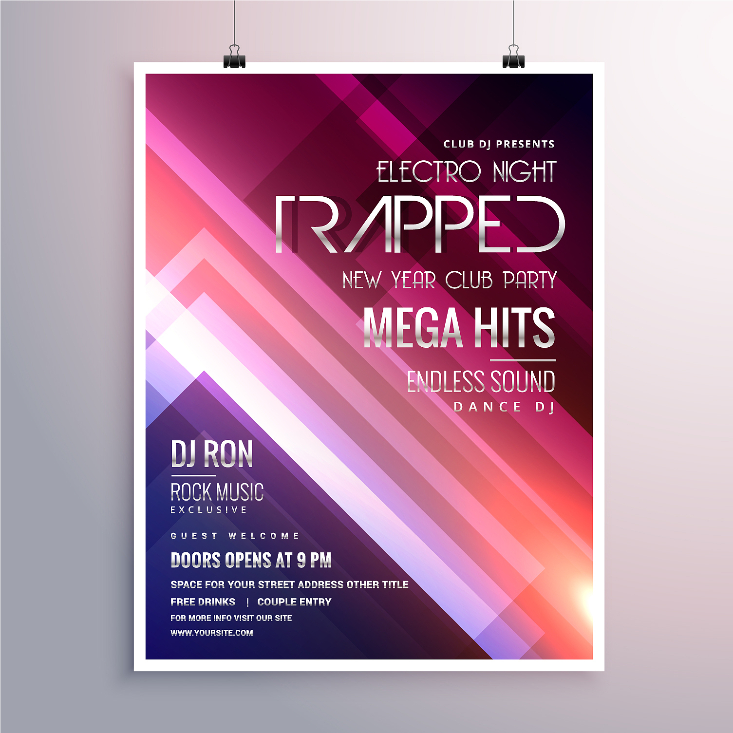amazing shiny lights music flyer template with