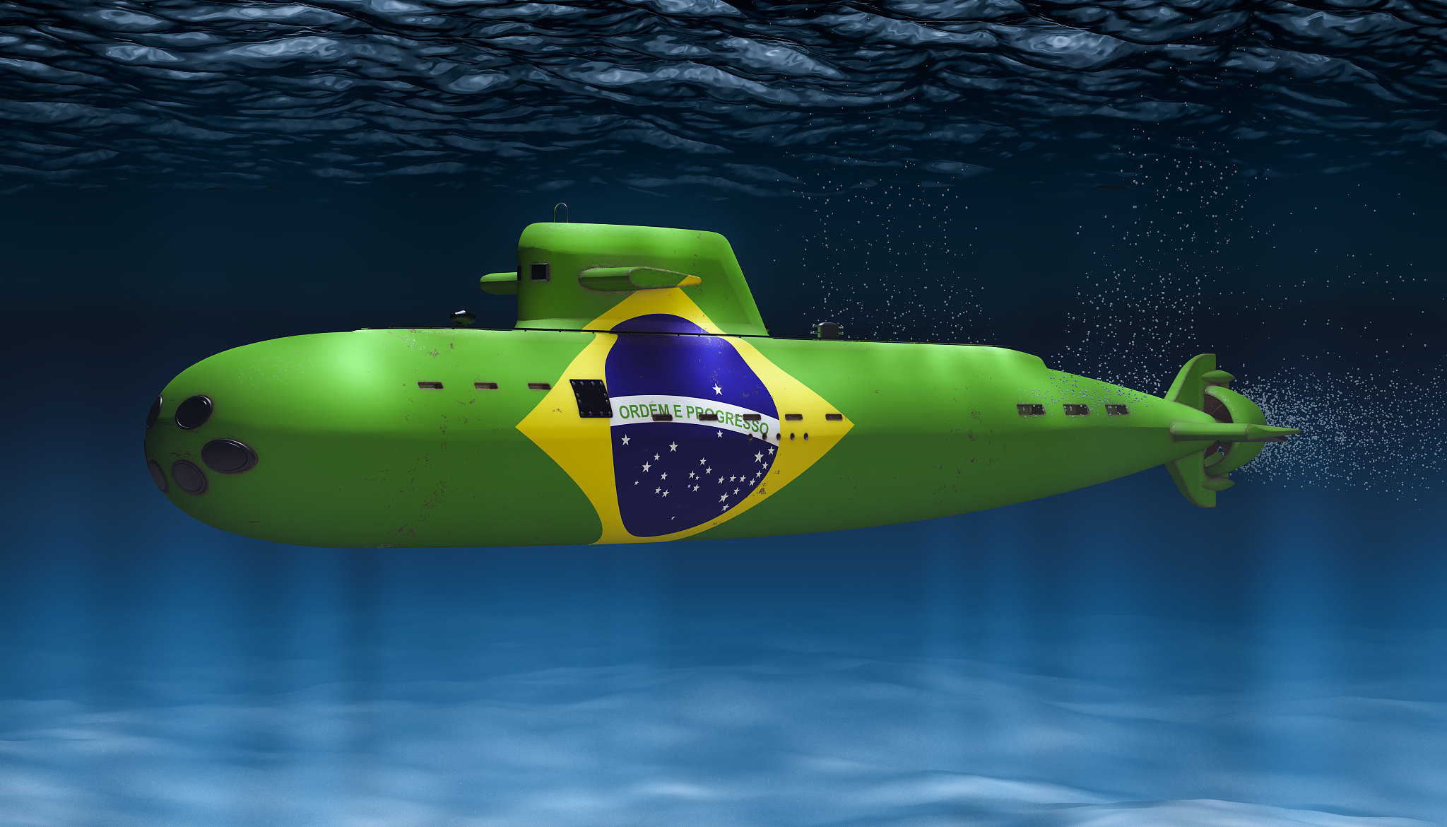 submarine of brazilian navy, concept. 3d rendering