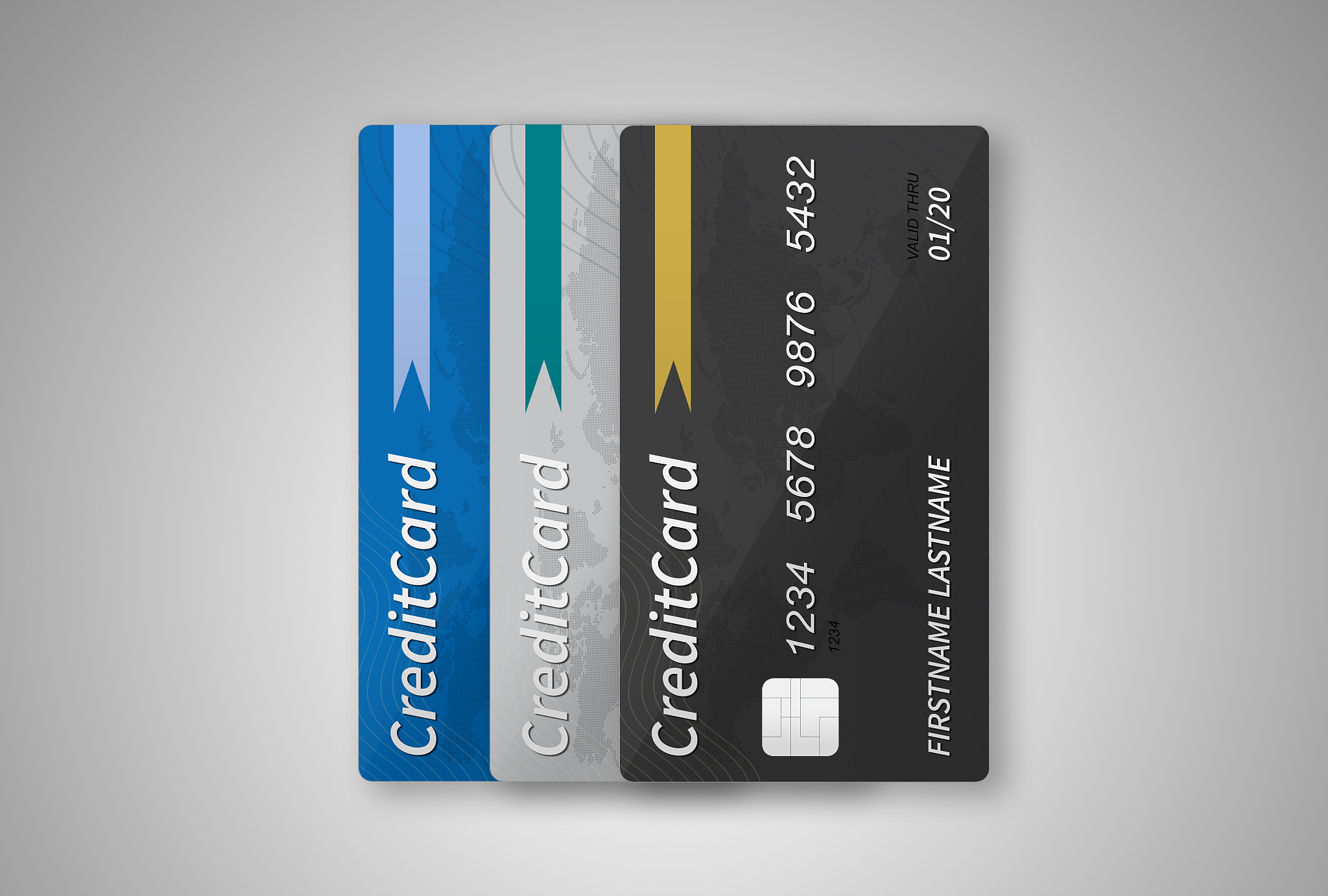 blue, silver and black creditcard