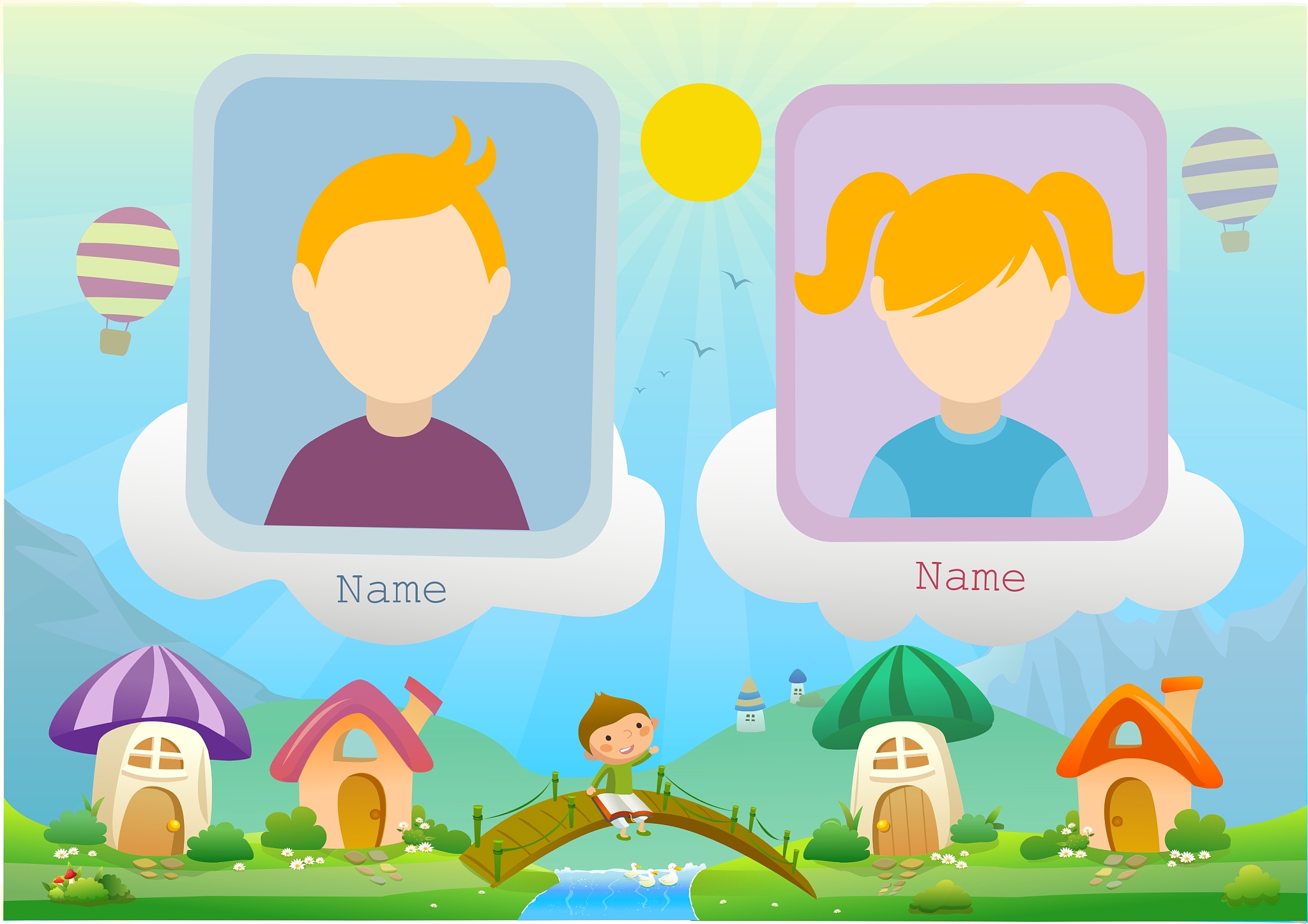 yearbook about boy and fairy landscape with two