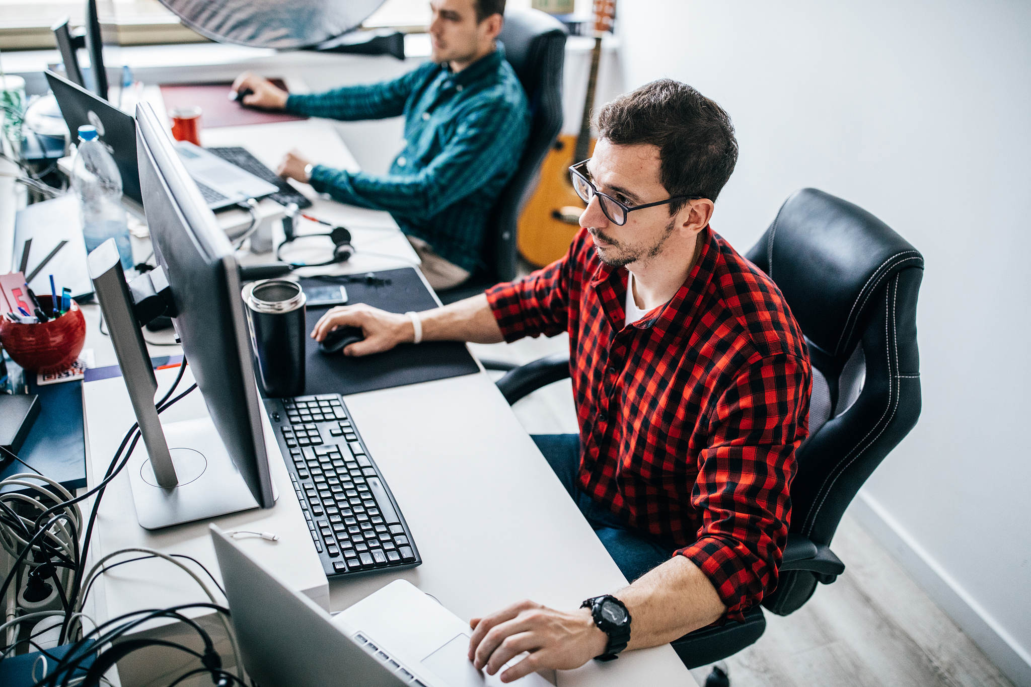 computer programmers working in modern office