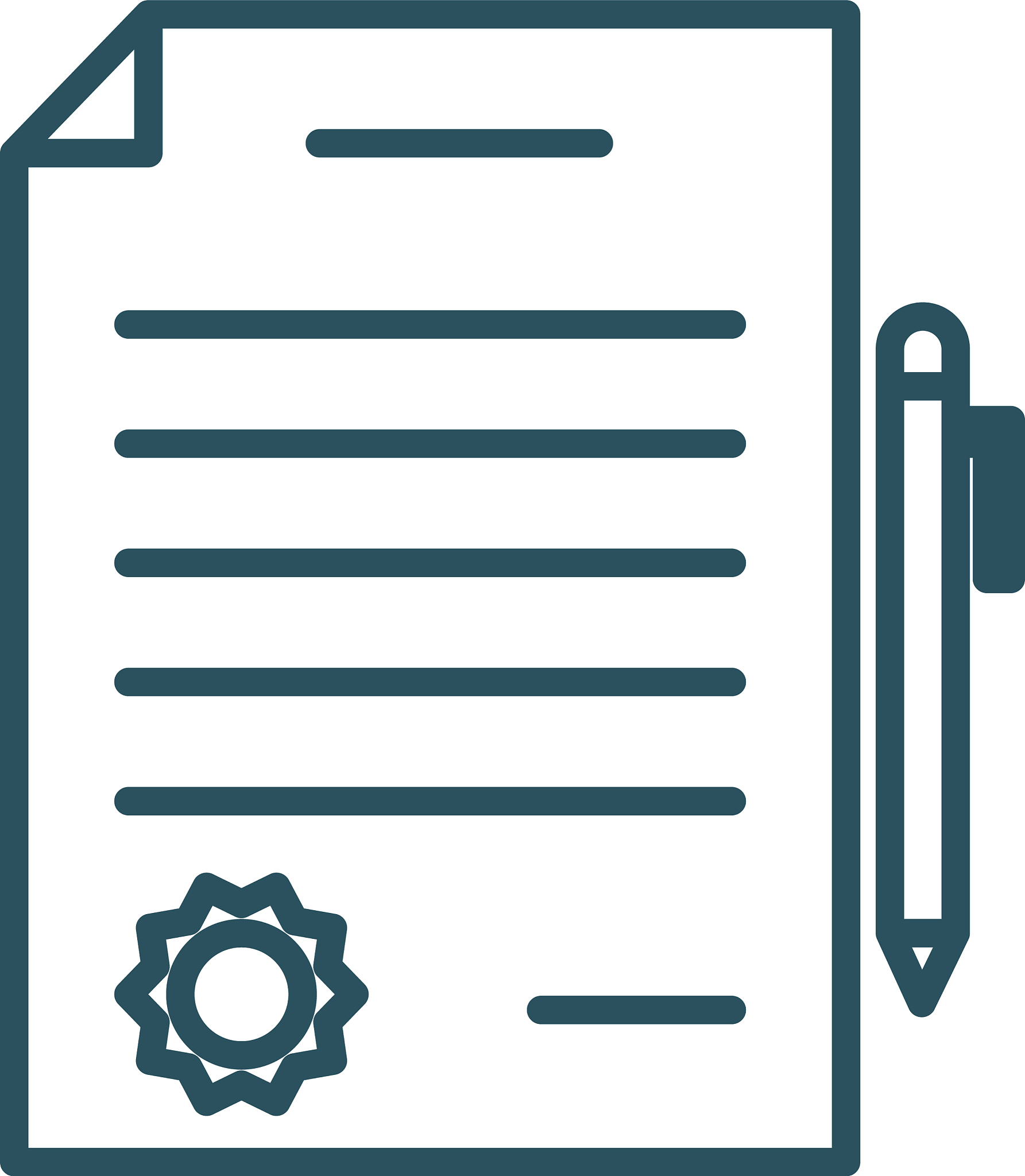 document with seal and pen line style icon