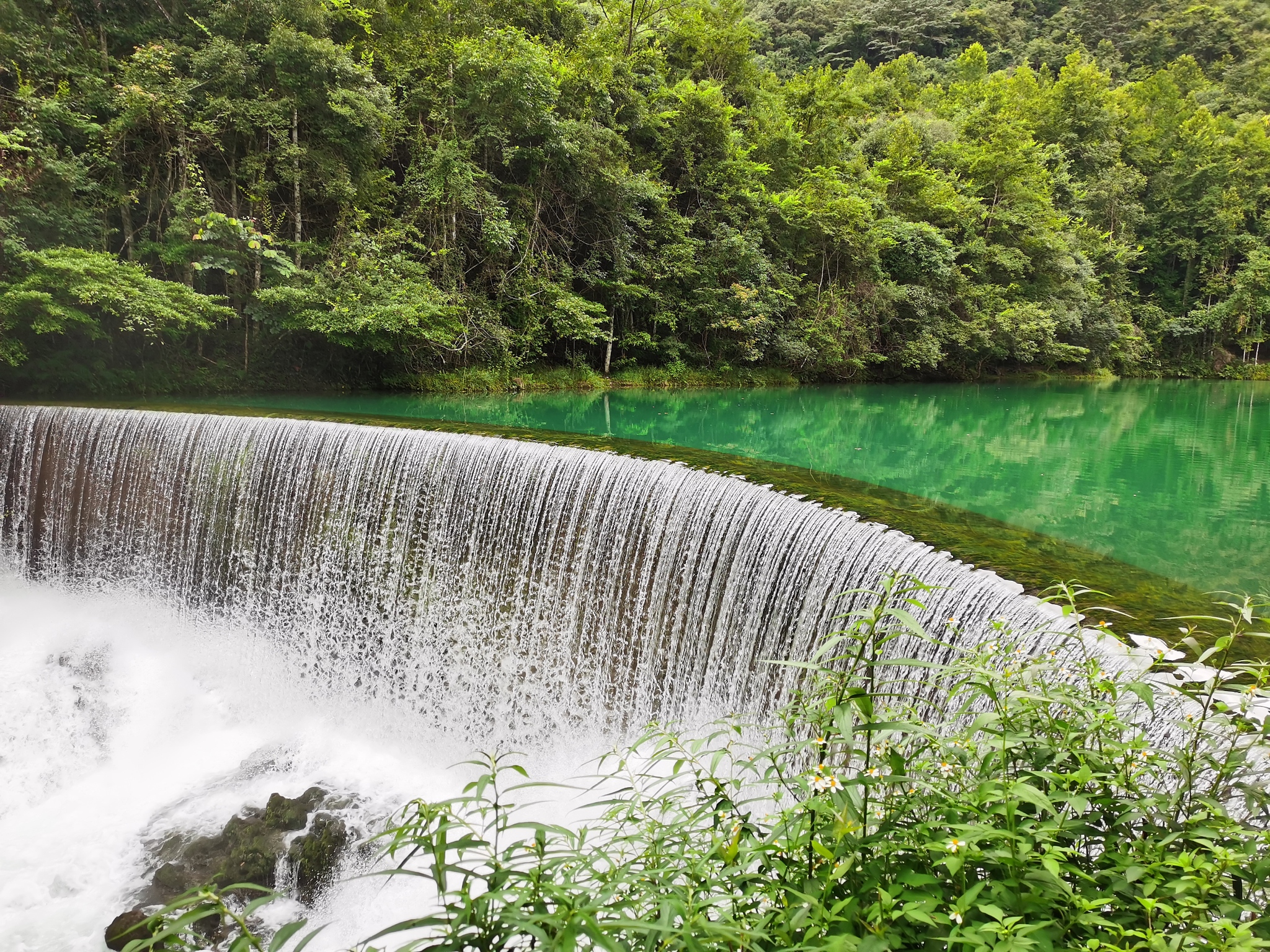 请以100字形容九寨沟的瀑布